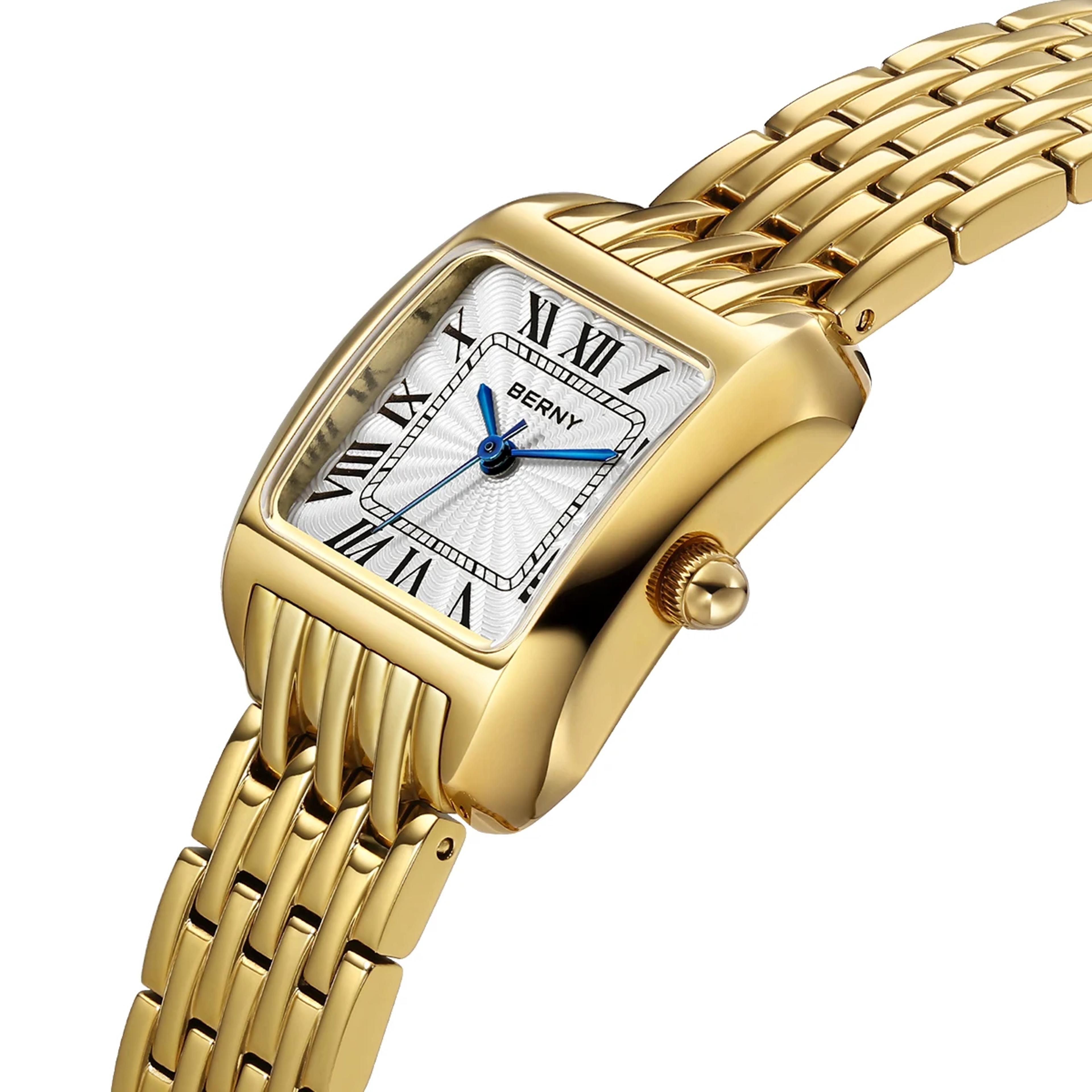 Elegant Square Gold Watch For Women Stainless Steel Quartz Ladies Watch 1