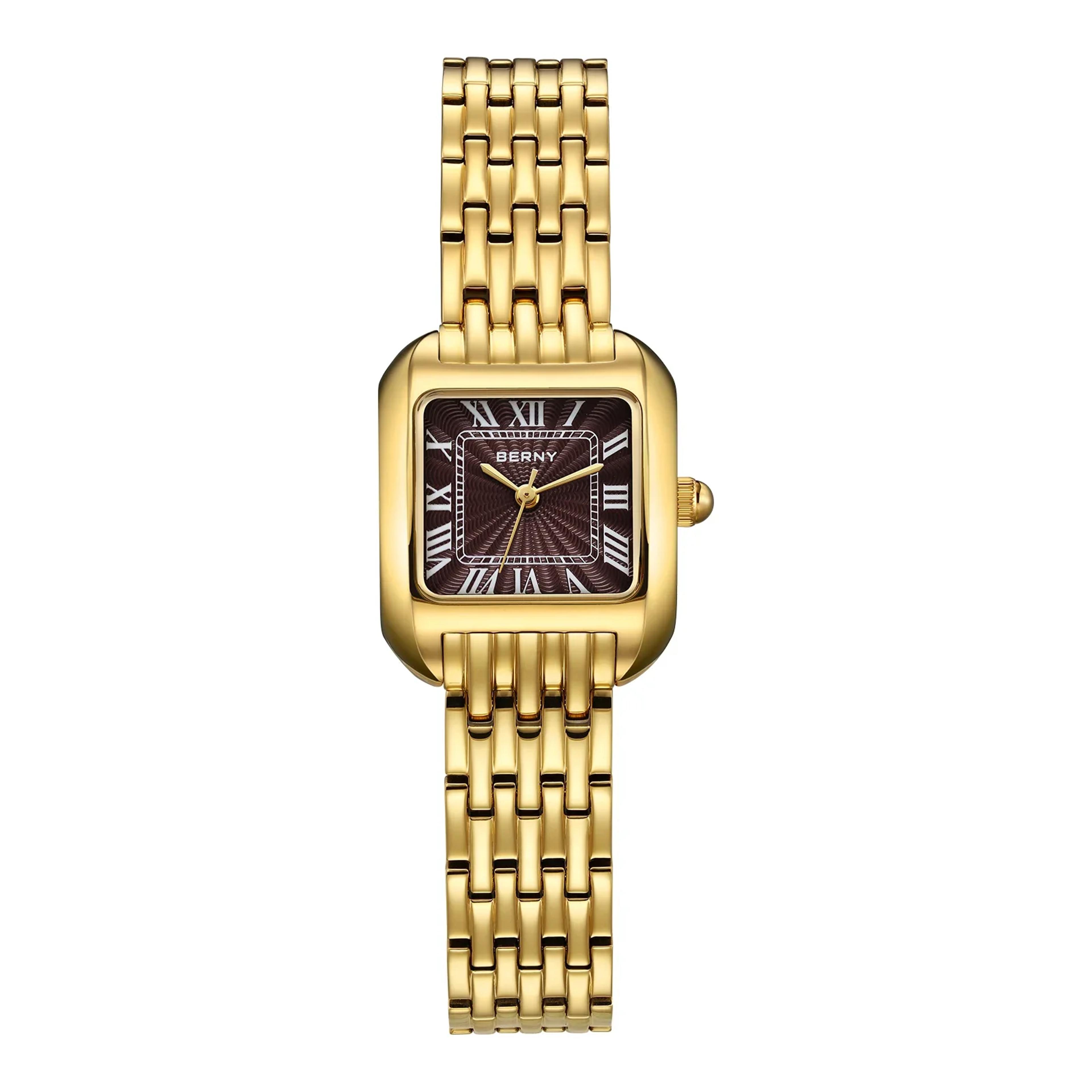 Elegant Square Gold Watch For Women Stainless Steel Quartz Ladies Watch 5