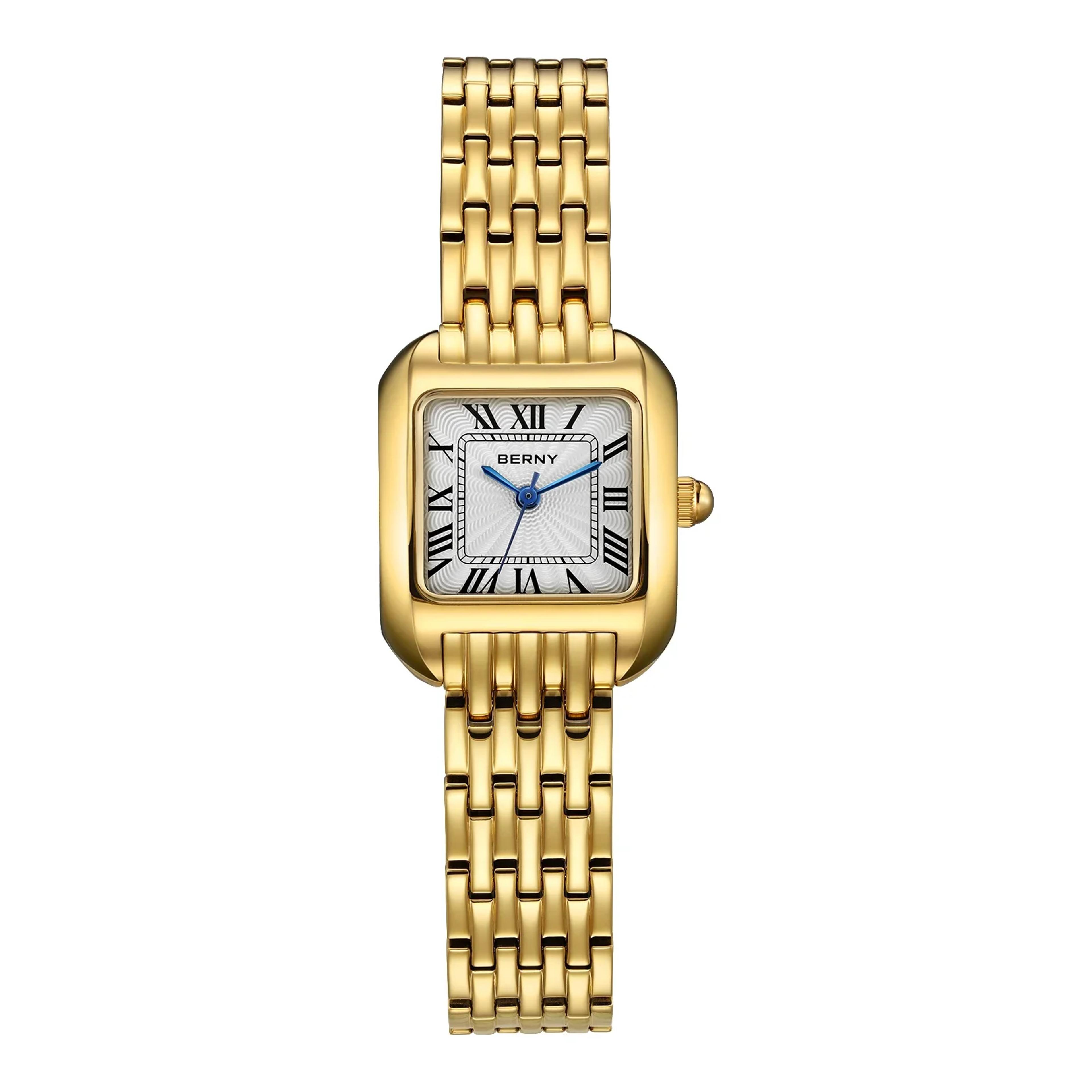 Elegant Square Gold Watch For Women Stainless Steel Quartz Ladies Watch 6