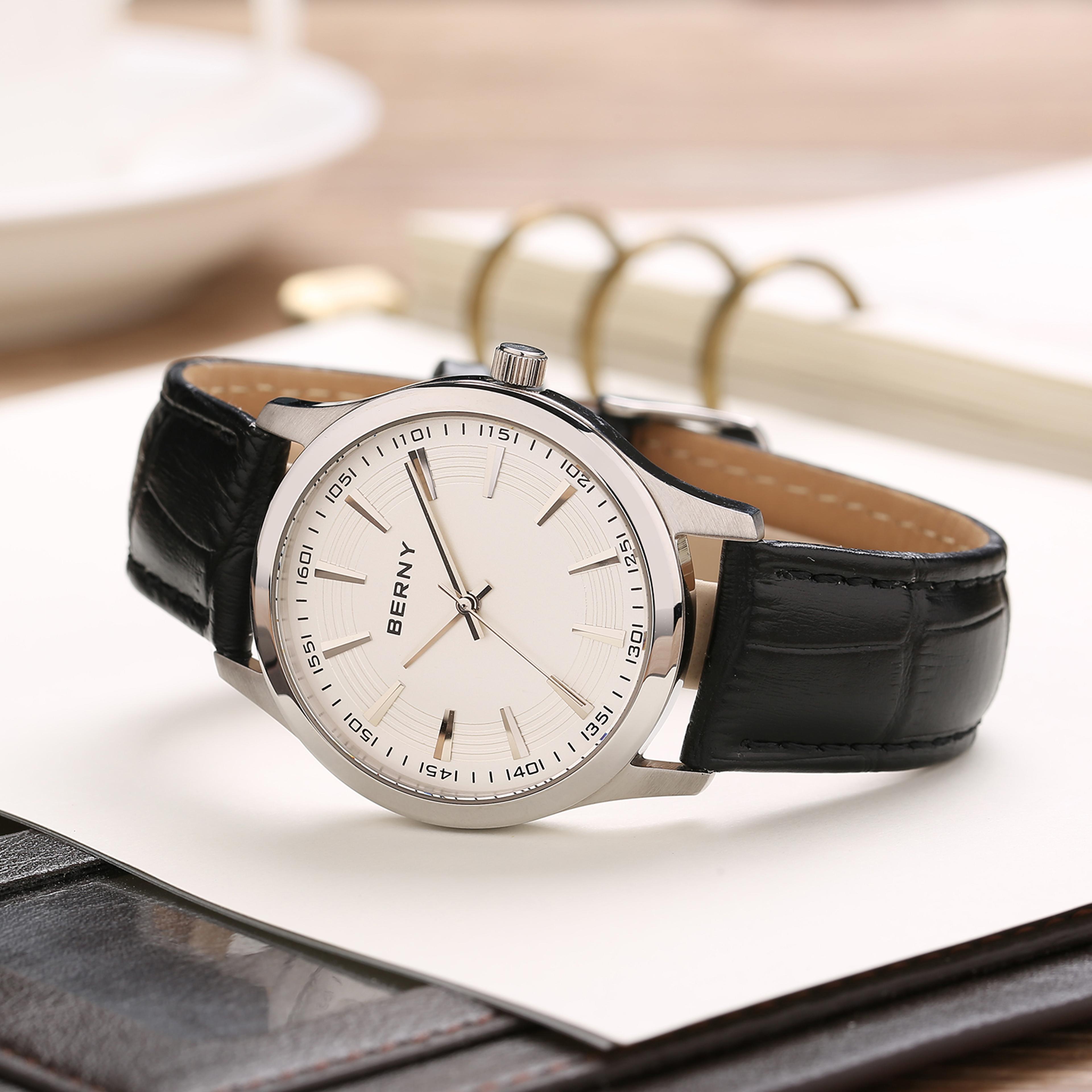 Lightweight Mens Quartz Watch Stainless Steel Case Business Dress Wristwatch 1