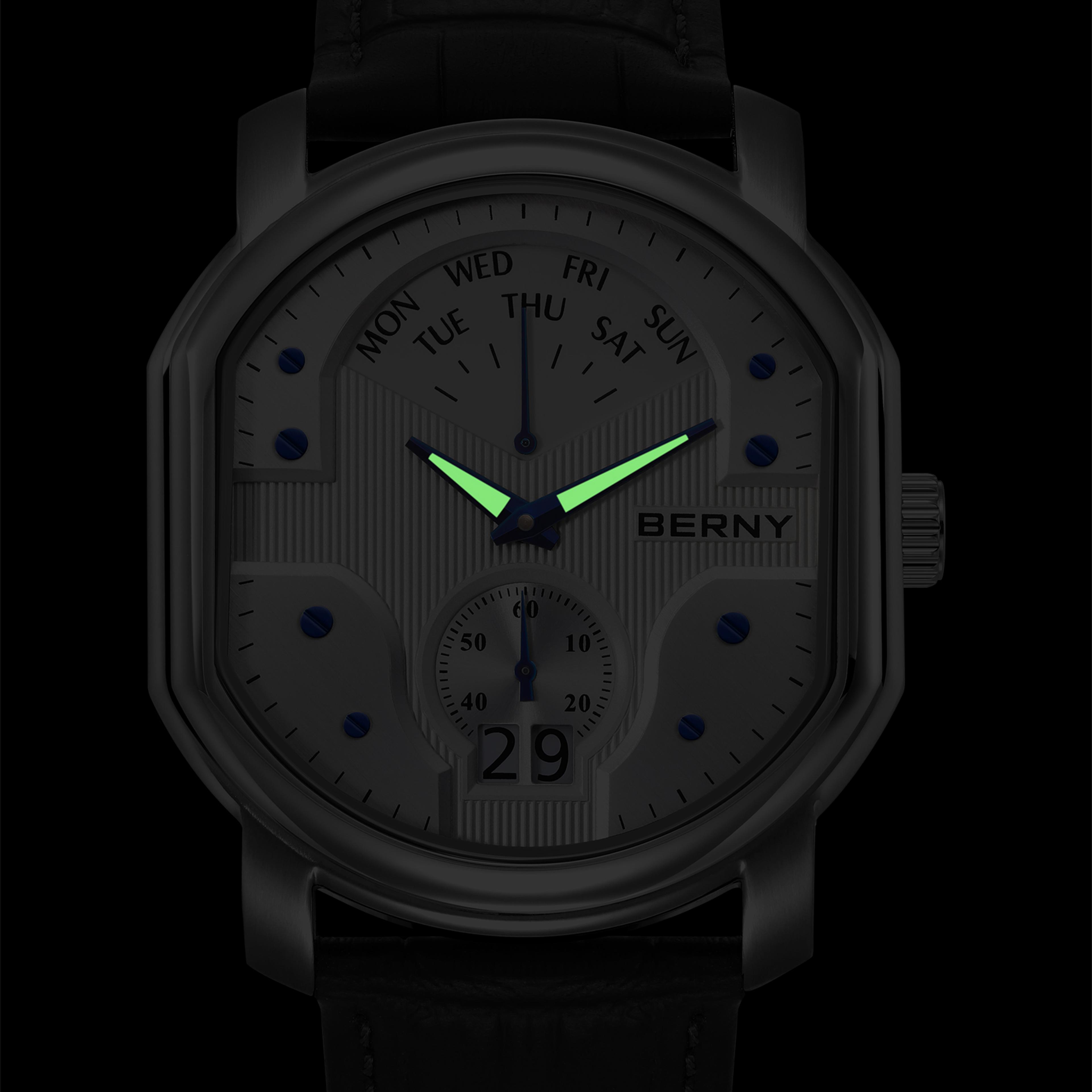 Classic Mens Ronda Quartz Watch Sapphire Crystal Stainless Steel Dress Watch 1
