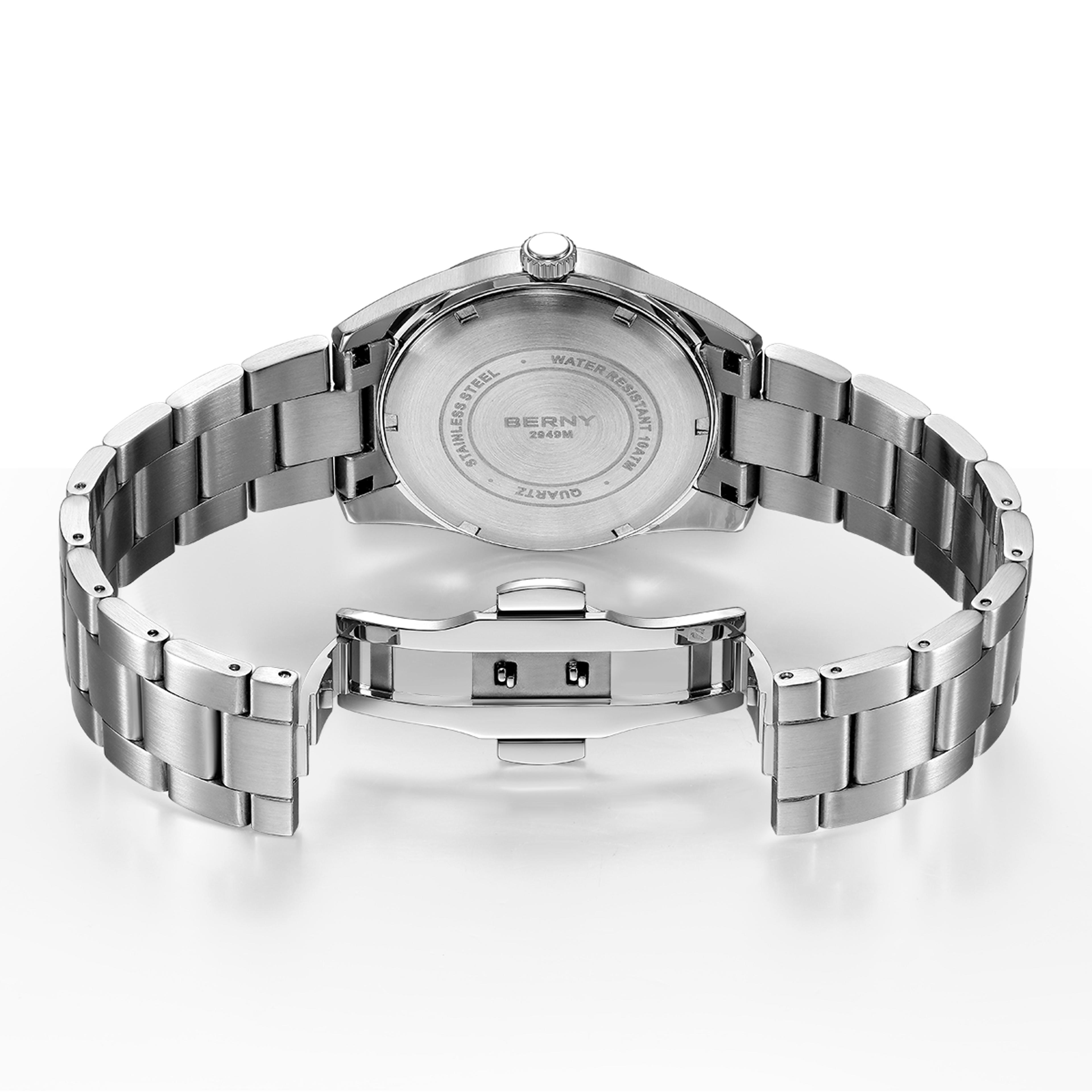 Sapphire Luminous Mens Quartz Watch Stainless Steel Business Watch 2