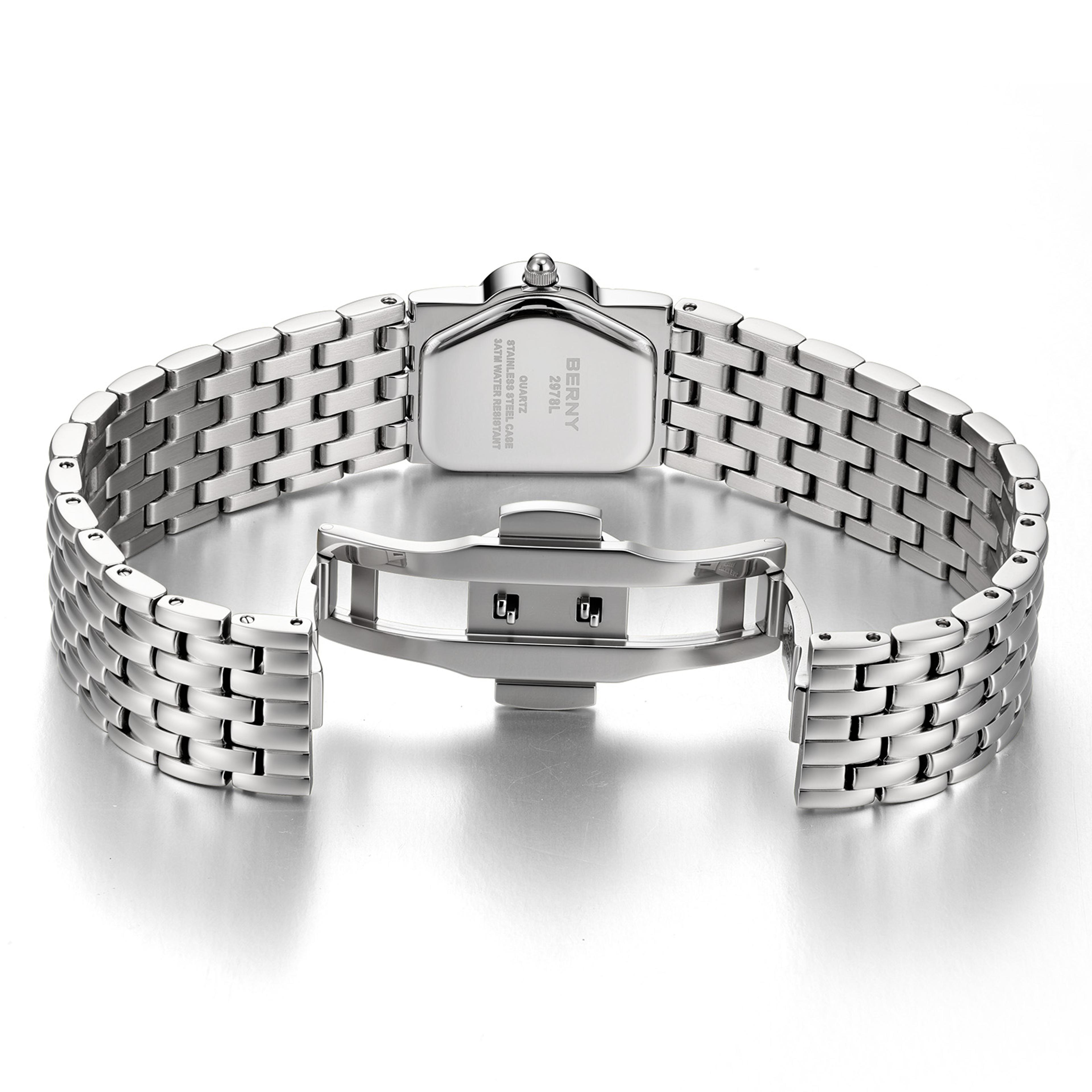 Elegant Triangle Dial Silver Womens Quartz Stainless Steel Dress Watch 2