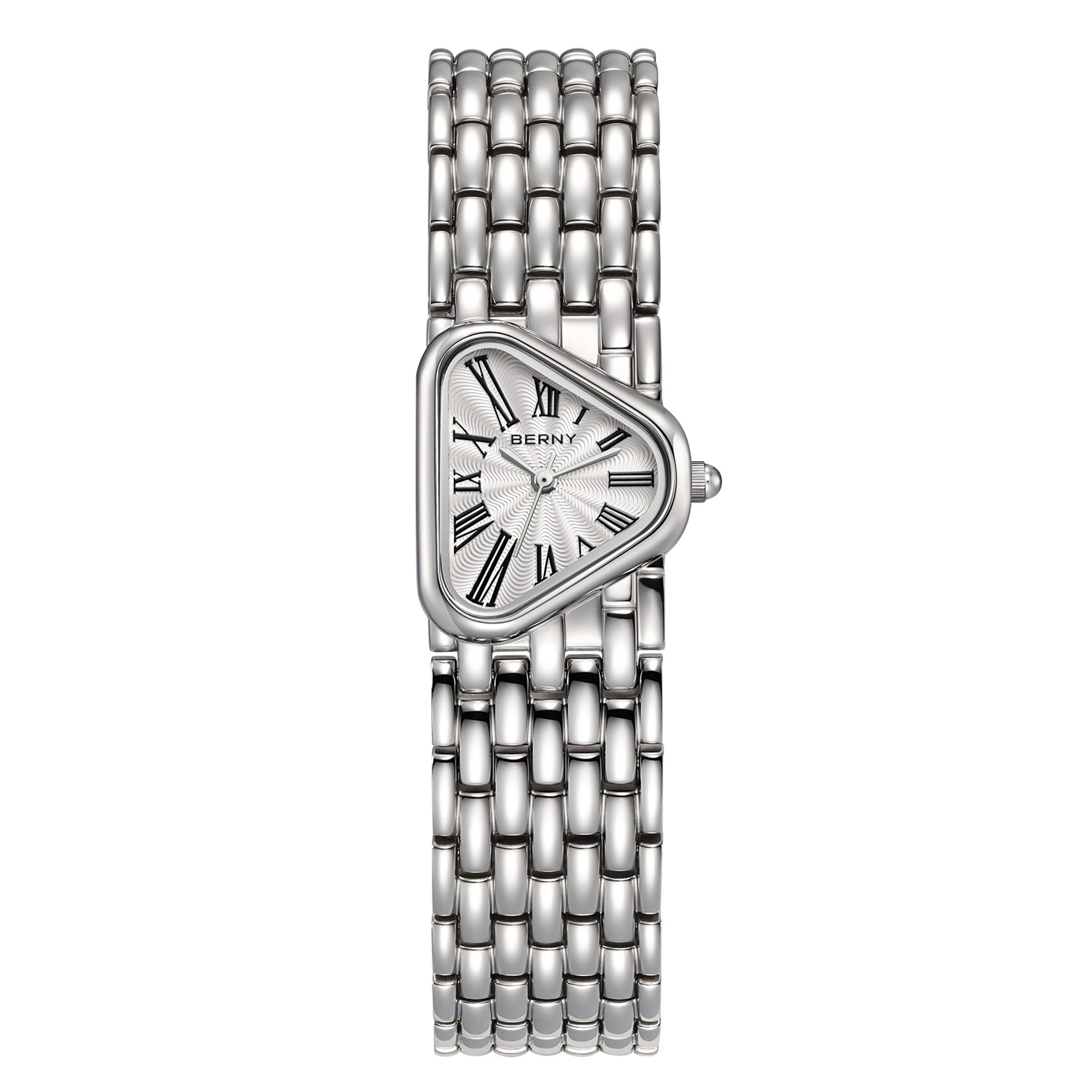 Elegant Triangle Dial Silver Womens Quartz Stainless Steel Dress Watch 5