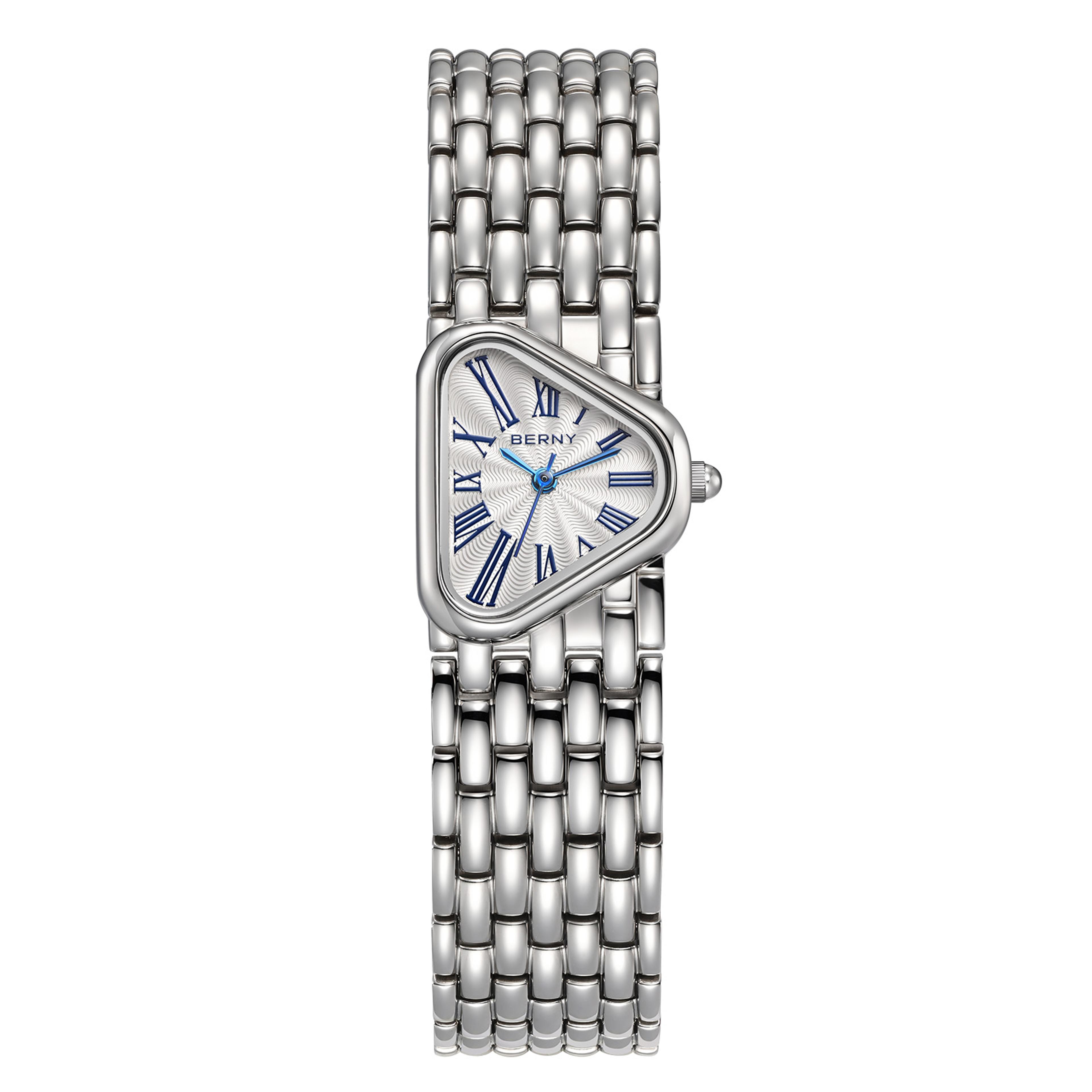 Elegant Triangle Dial Silver Womens Quartz Stainless Steel Dress Watch 7