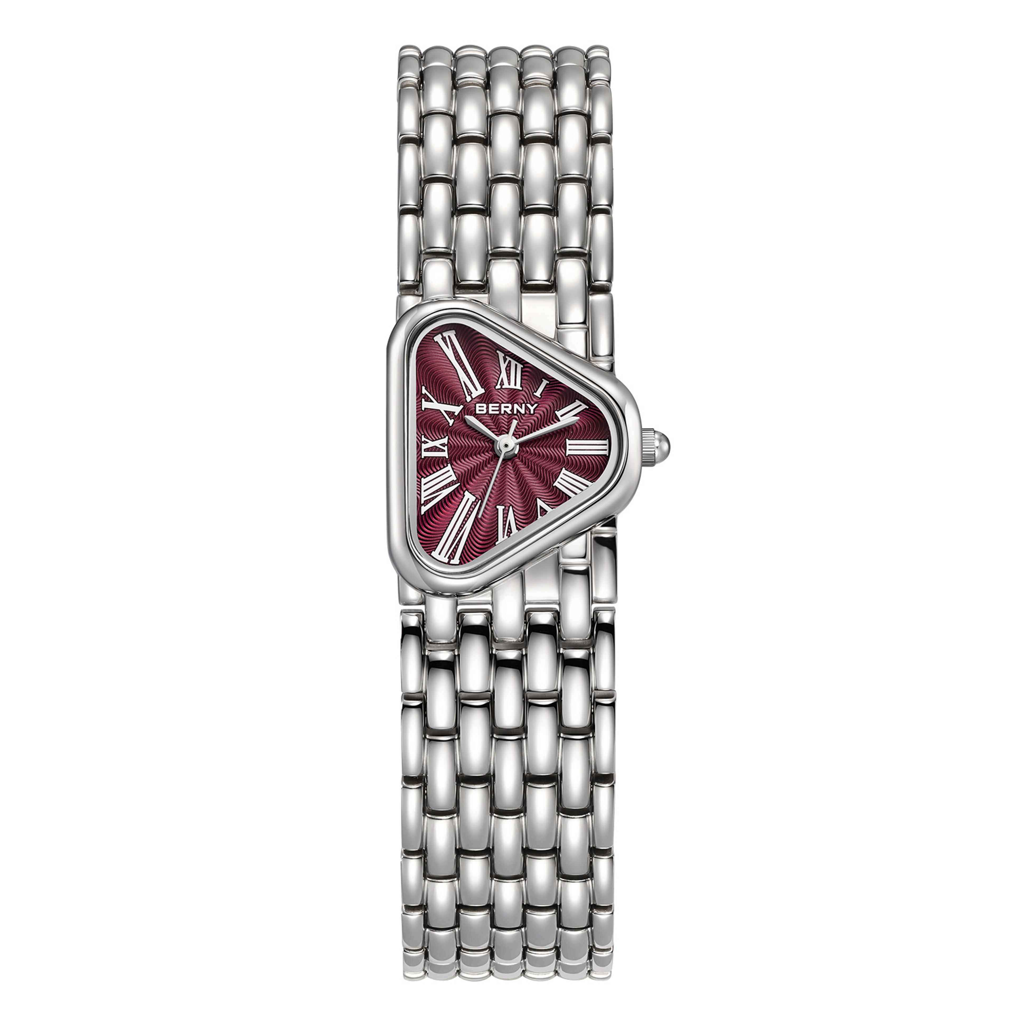 Elegant Triangle Dial Silver Womens Quartz Stainless Steel Dress Watch 9