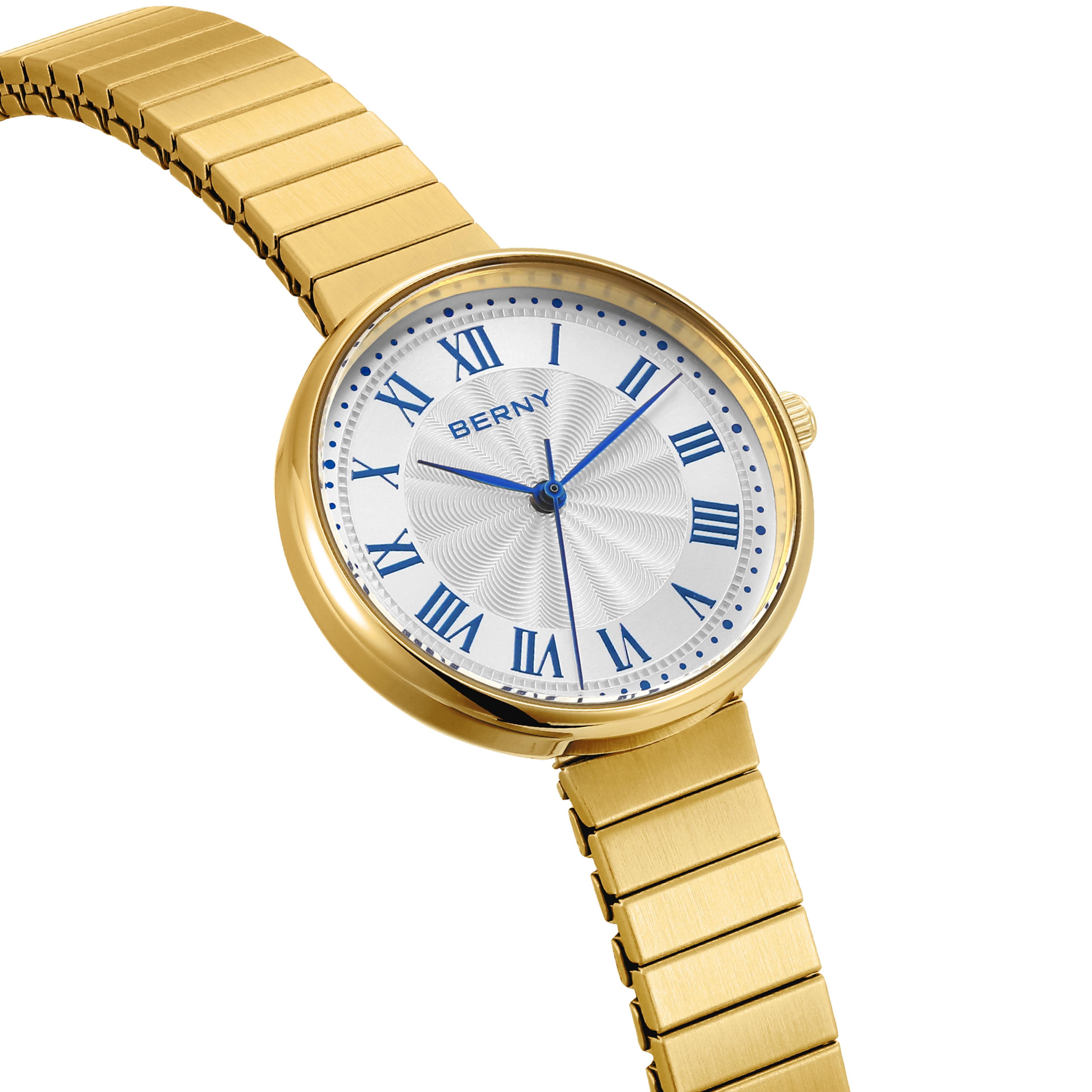 Elegant Womens Gold Quartz Watch Waterproof Stainless Steel Ladies Wristwatch 1