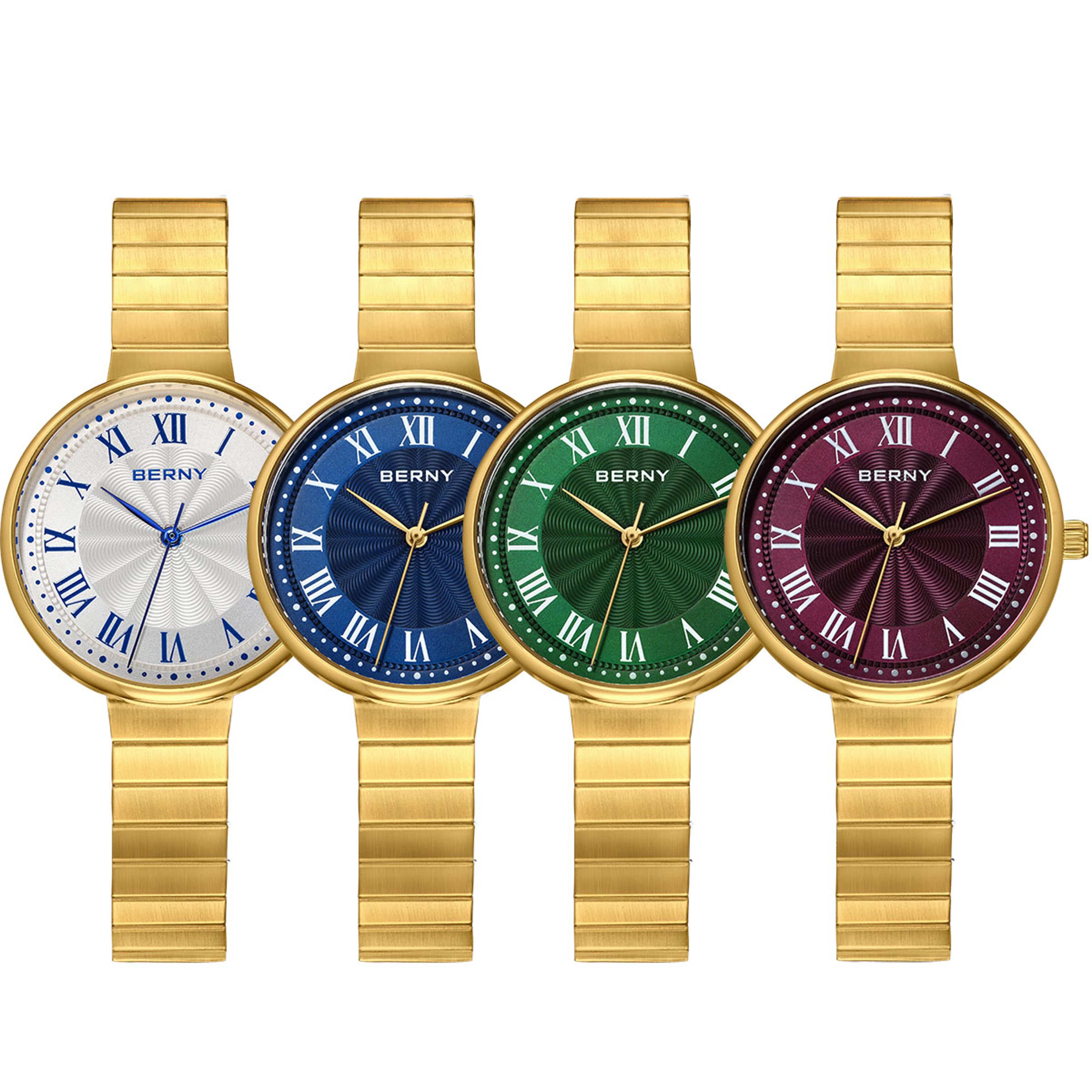 Elegant Womens Gold Quartz Watch Waterproof Stainless Steel Ladies Wristwatch 3