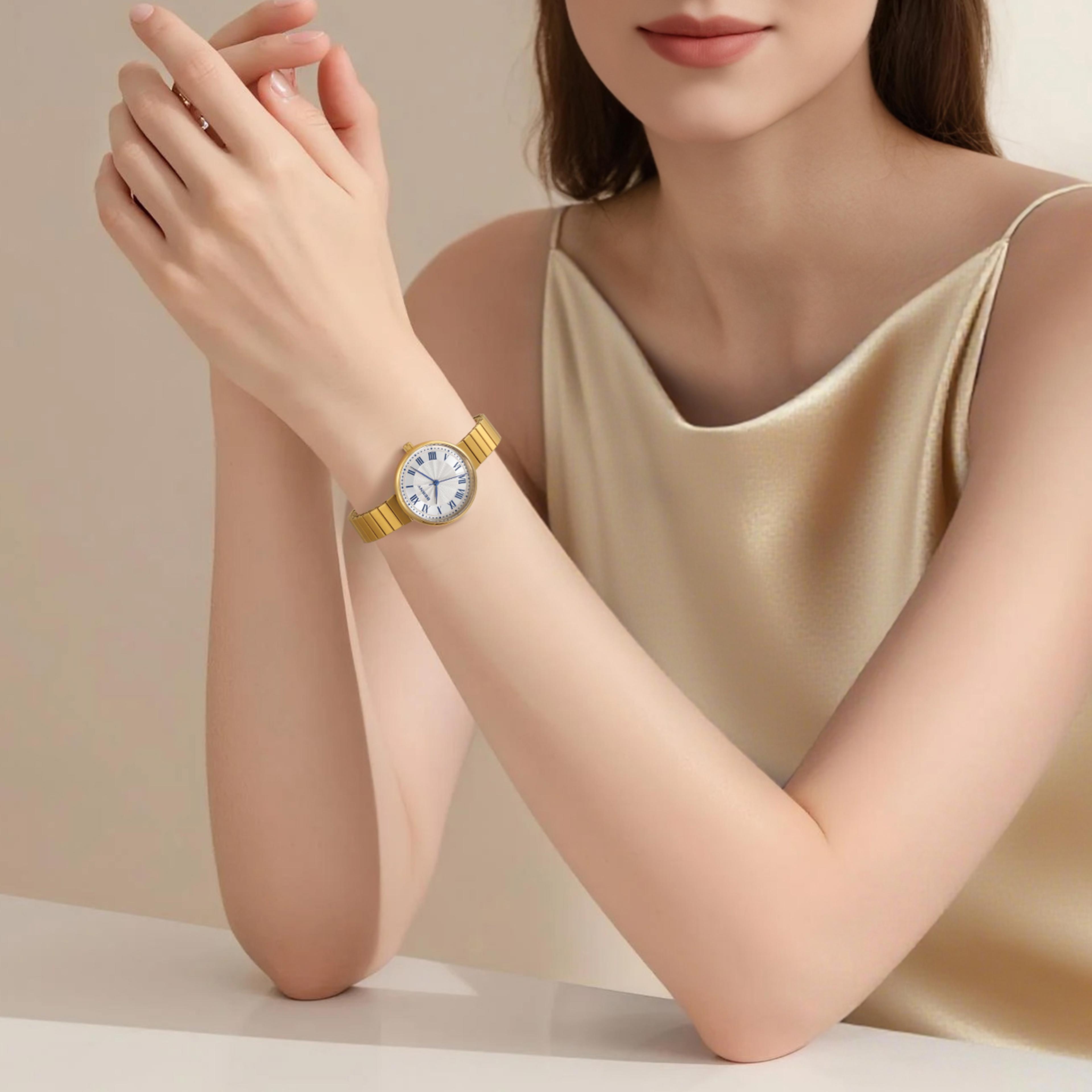 Elegant Womens Gold Quartz Watch Waterproof Stainless Steel Ladies Wristwatch 2