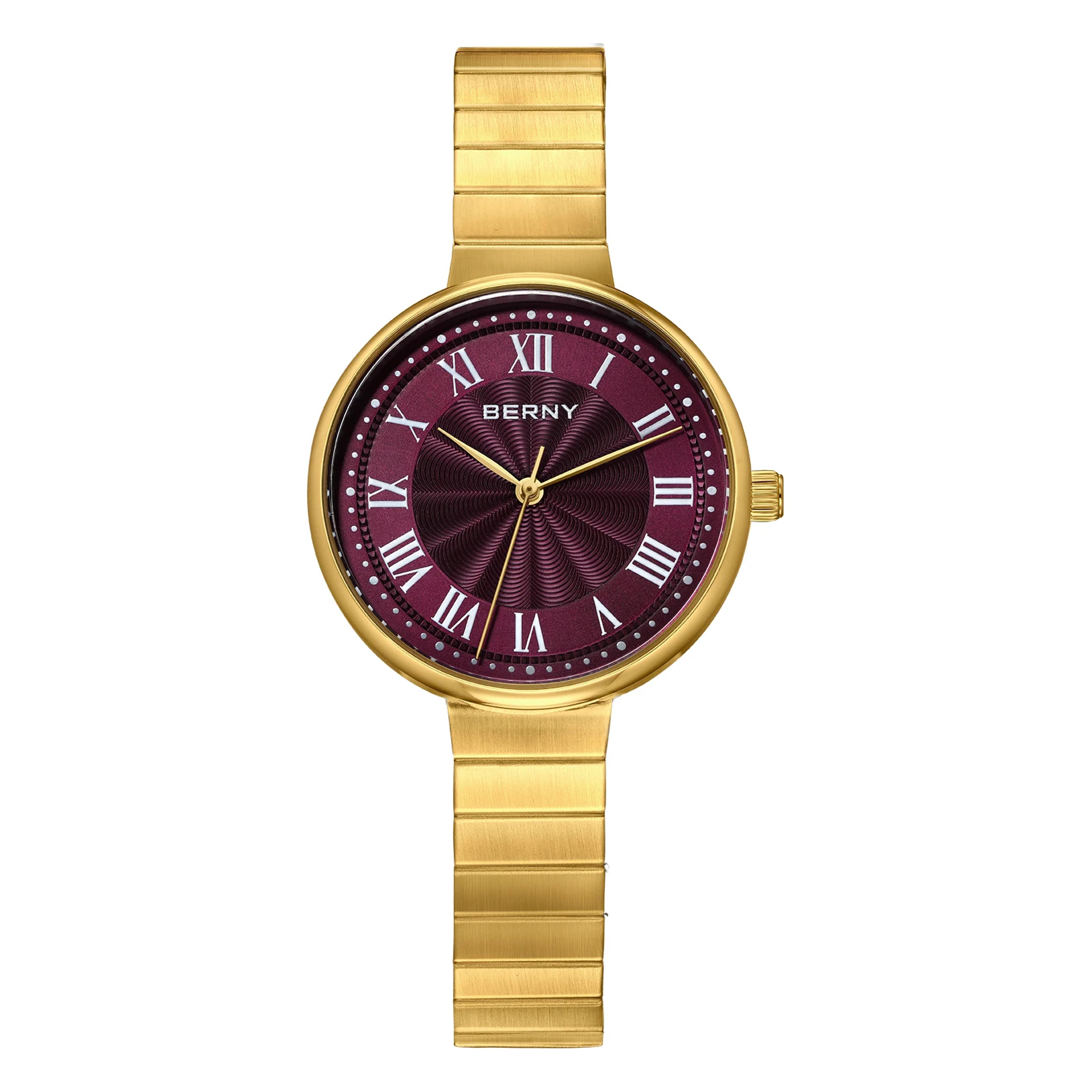 Elegant Womens Gold Quartz Watch Waterproof Stainless Steel Ladies Wristwatch 9