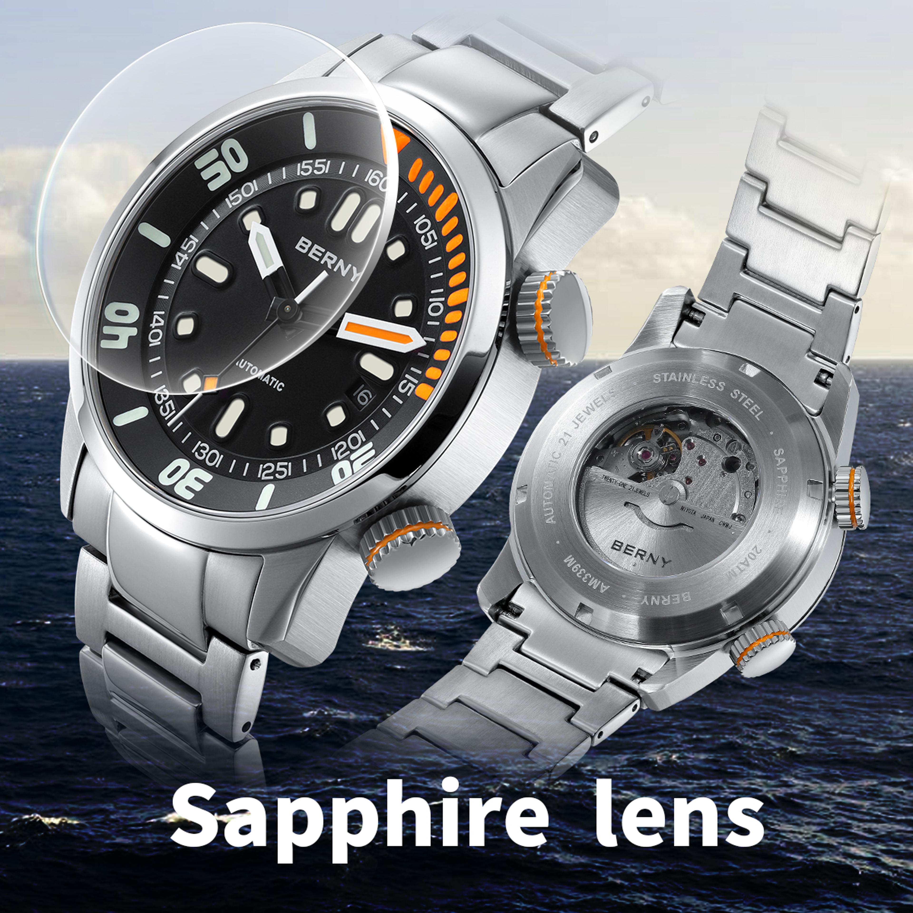 super luminous automatic dive watch for men with sapphire crystal