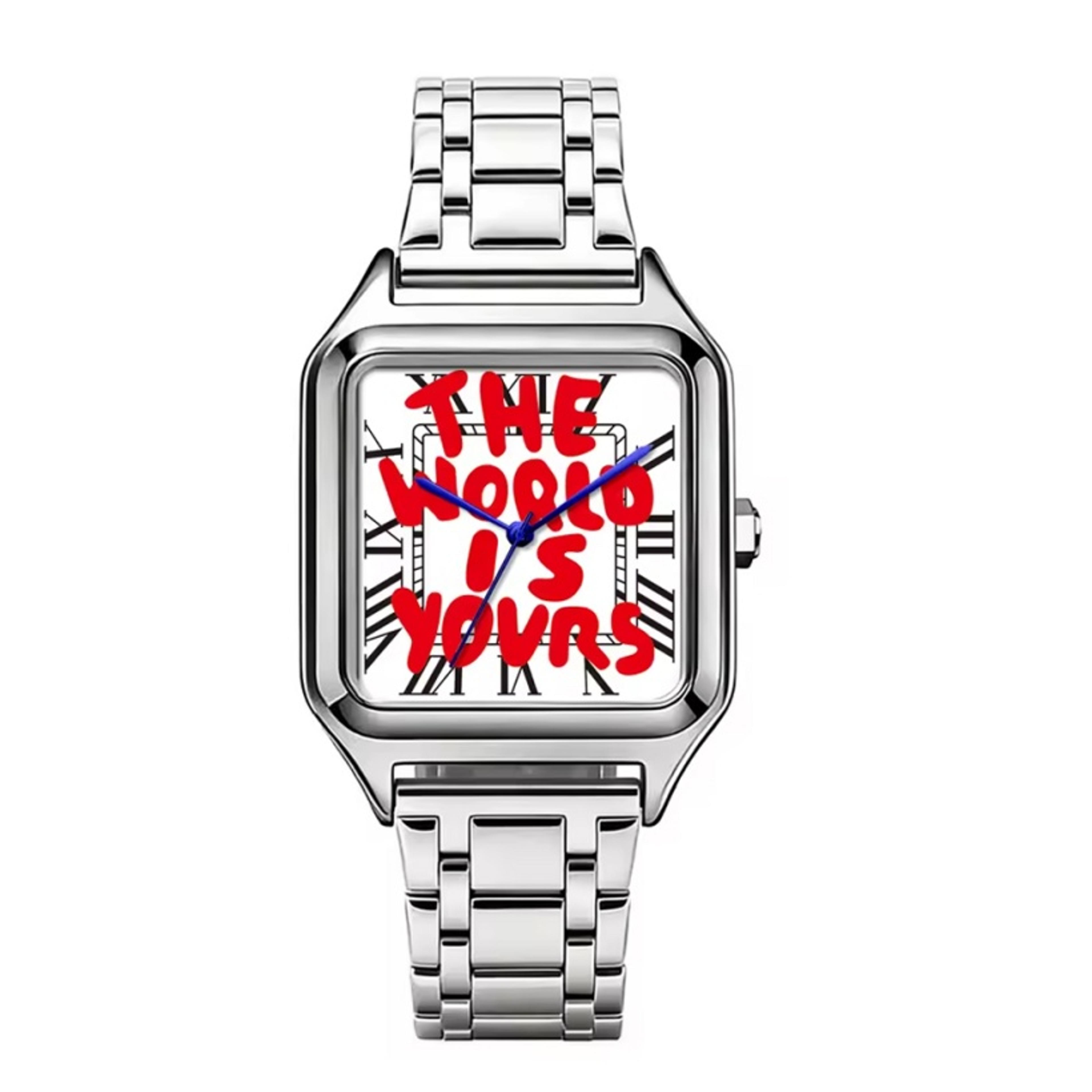 Time Is Money Square Mens Quartz Watch Graffiti Dial Hip Hop Streetwear Watch 10