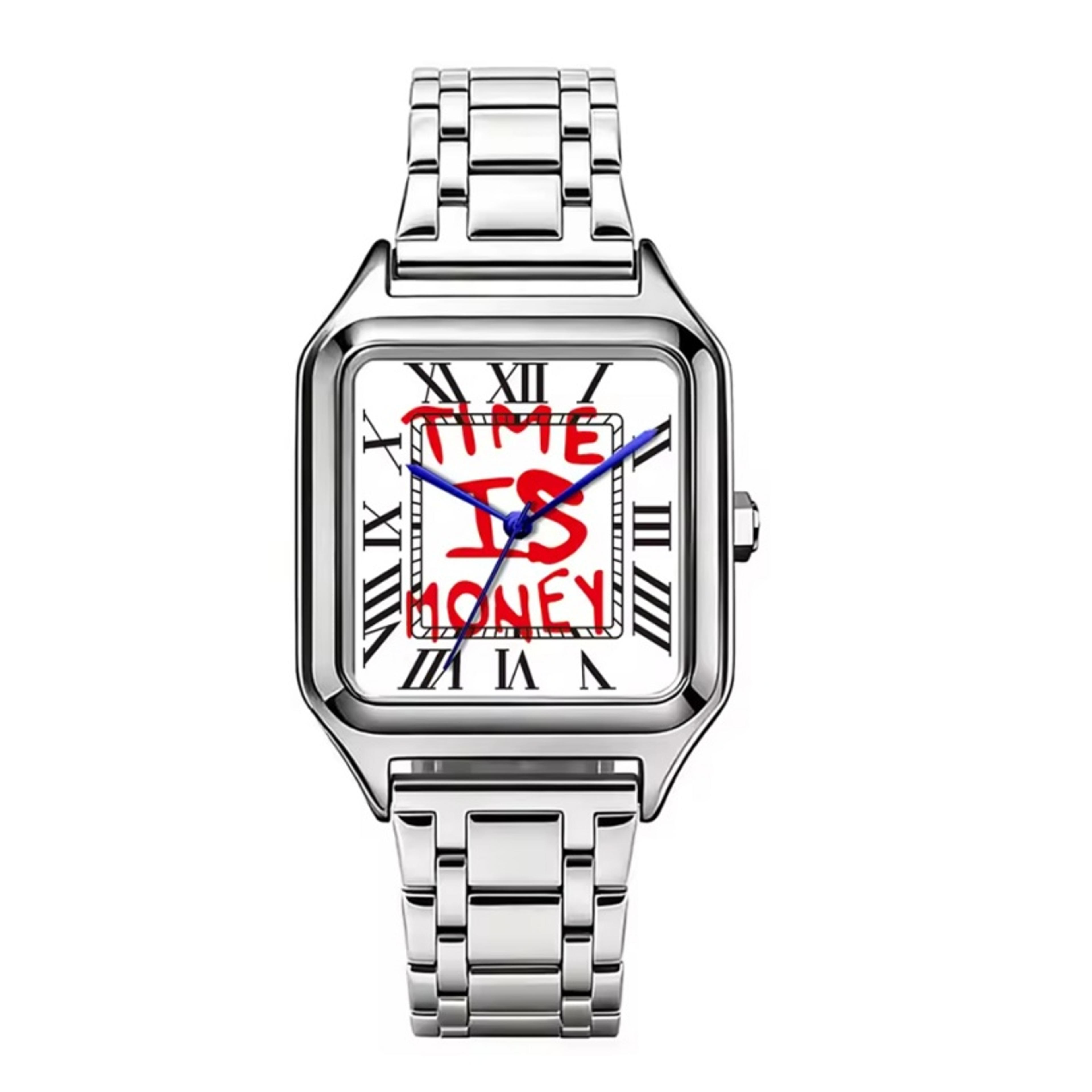 Time Is Money Square Mens Quartz Watch Graffiti Dial Hip Hop Streetwear Watch 9