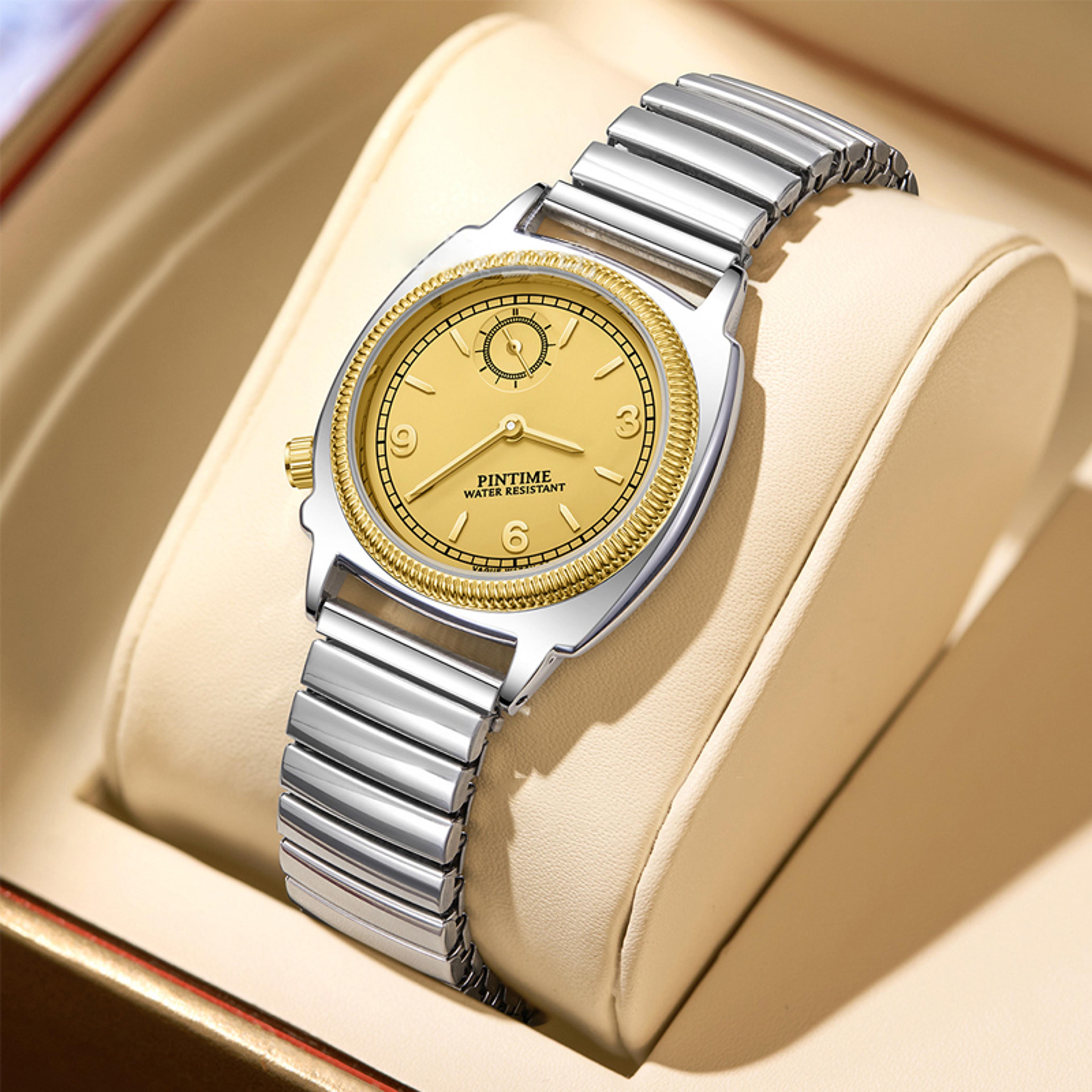 retro quartz watch with spring strap independent second dial unisex wristwatch