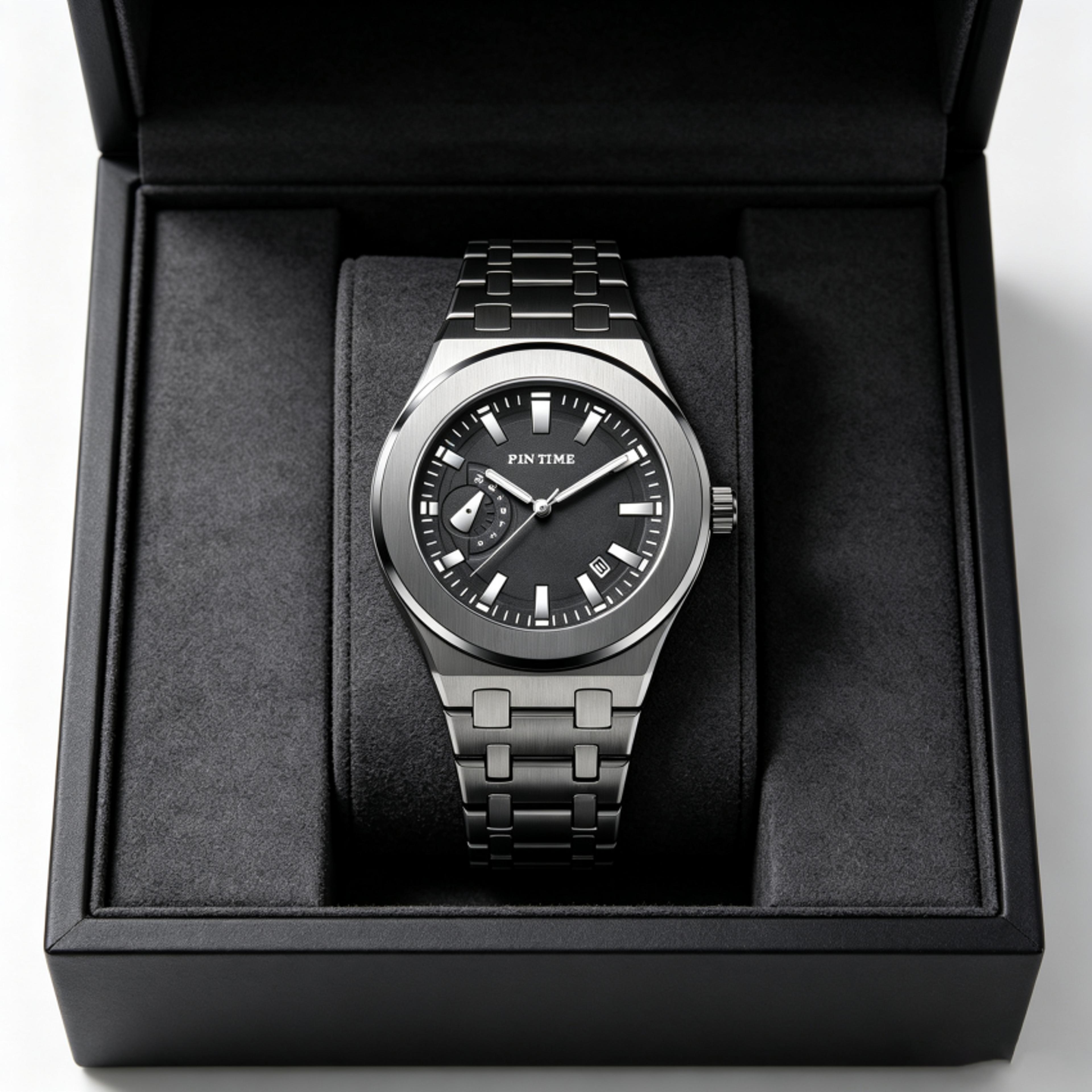luxury integrated bracelet watch for men stainless steel quartz day date luminous watch