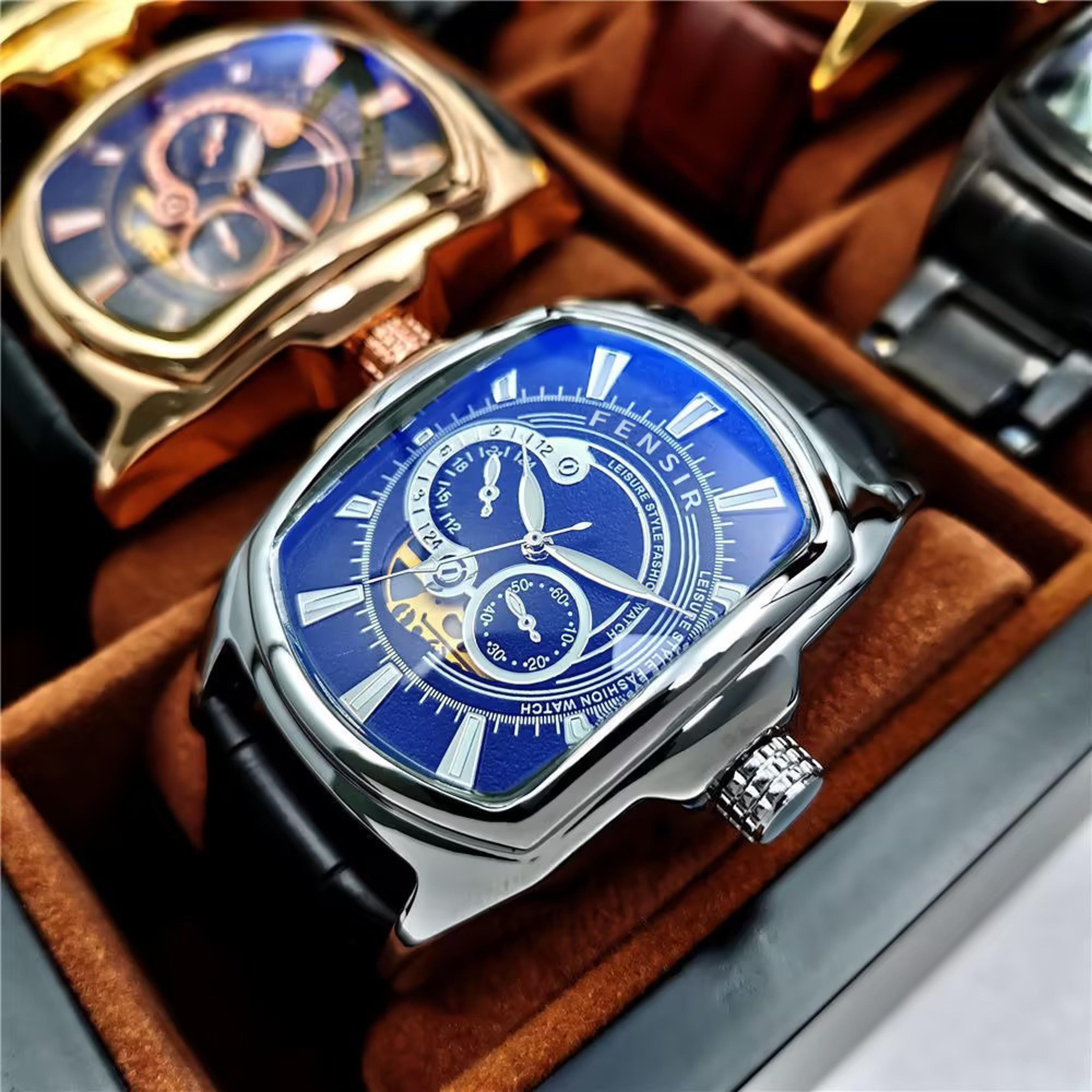 Creative Decorative Dial Mens Quartz Watch Water Resistant Leather Strap Dress Watch 5