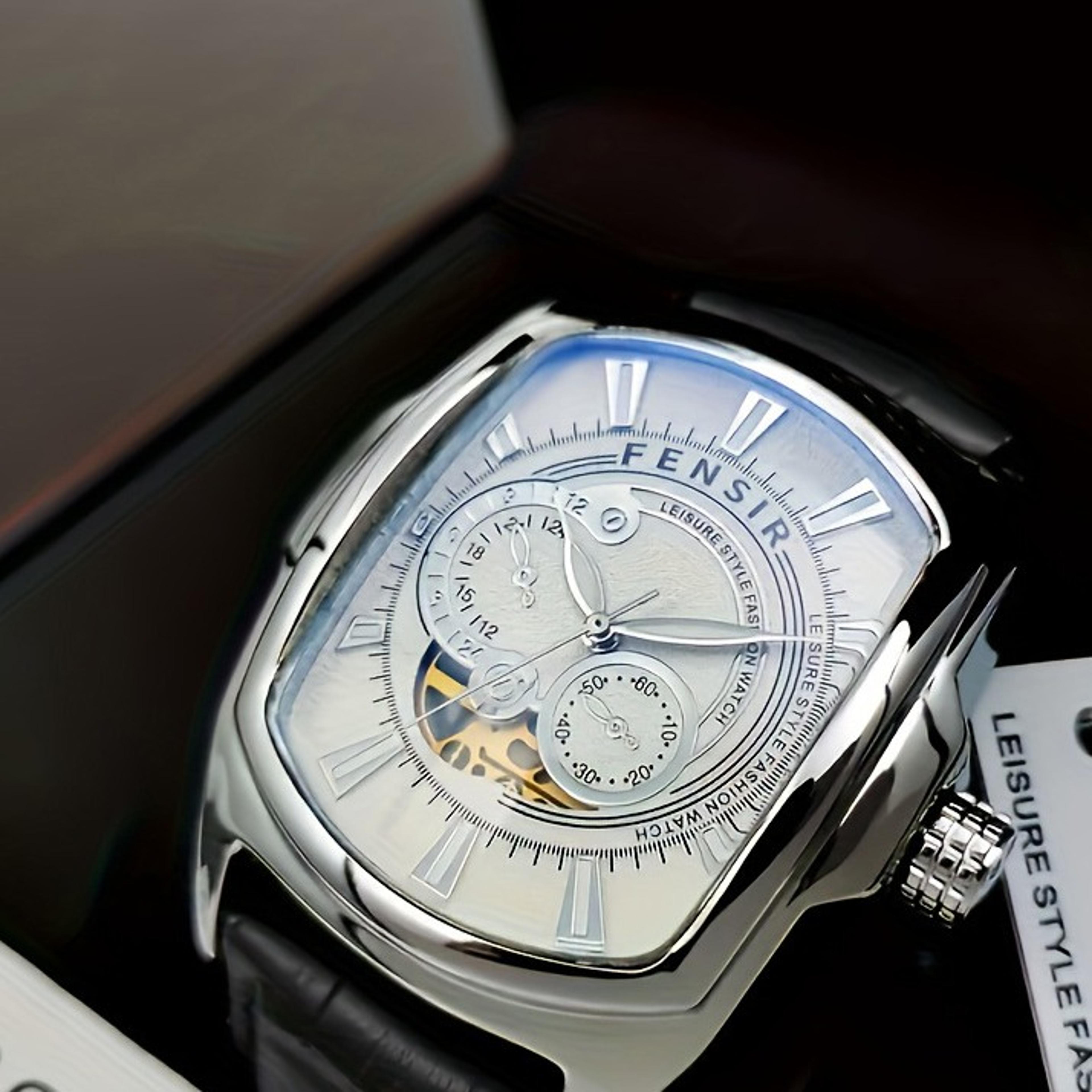 Creative Decorative Dial Mens Quartz Watch Water Resistant Leather Strap Dress Watchjpg