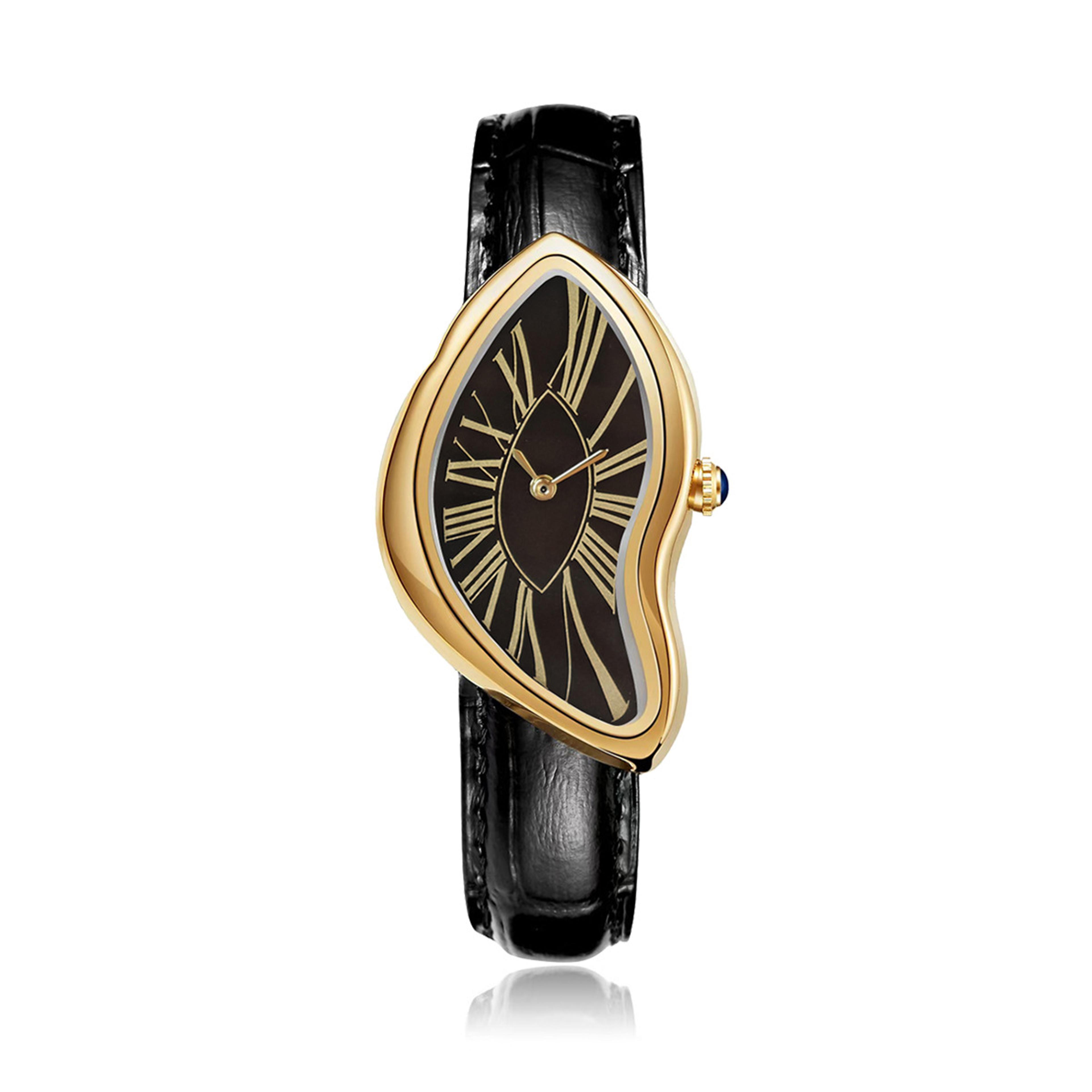 Diamond Dial Twisted Case Quartz Watch With Leather Strap 5