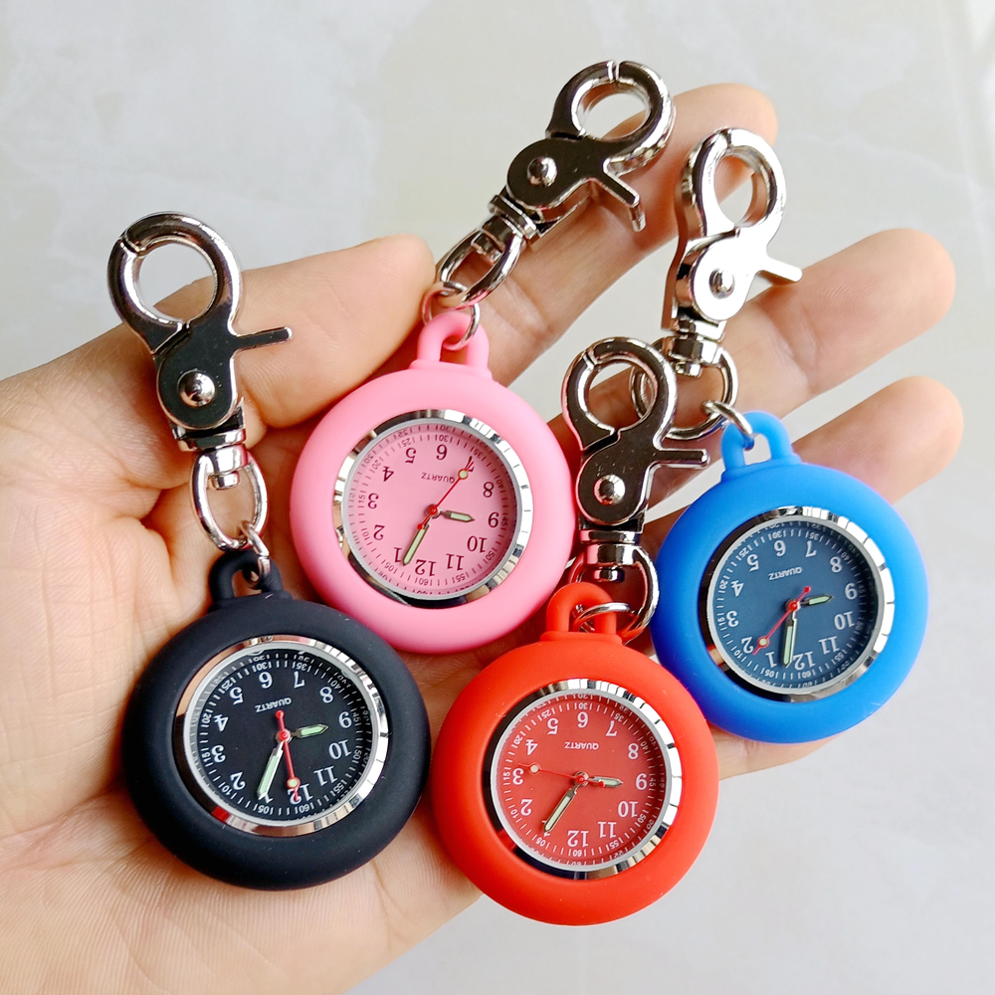 silicone nurse watch clip on carabiner pocket watch for nurses doctors students