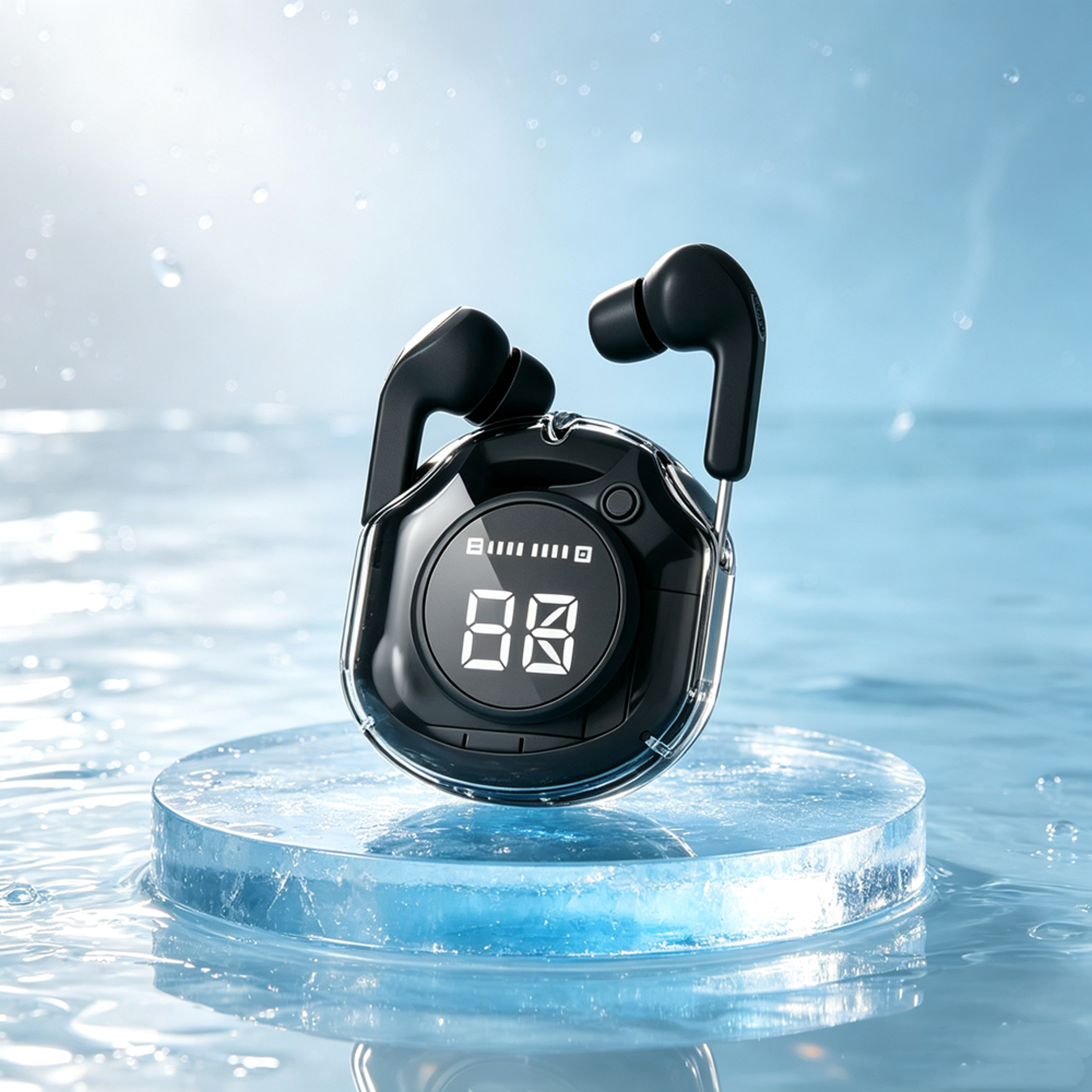wireless mini earbuds with bluetooth led power display and charging case