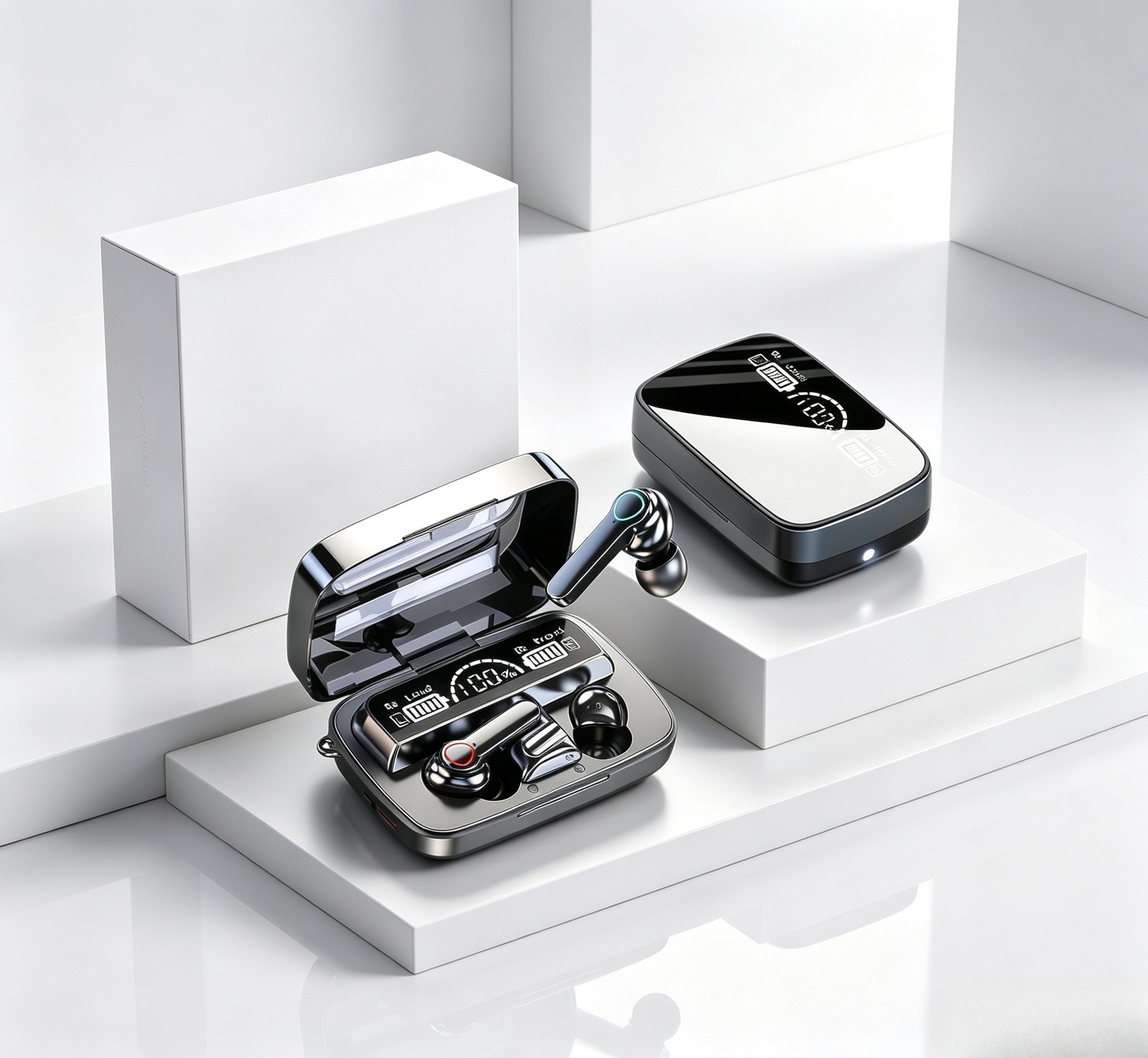 bluetooth earbuds with noise cancellation and charging case