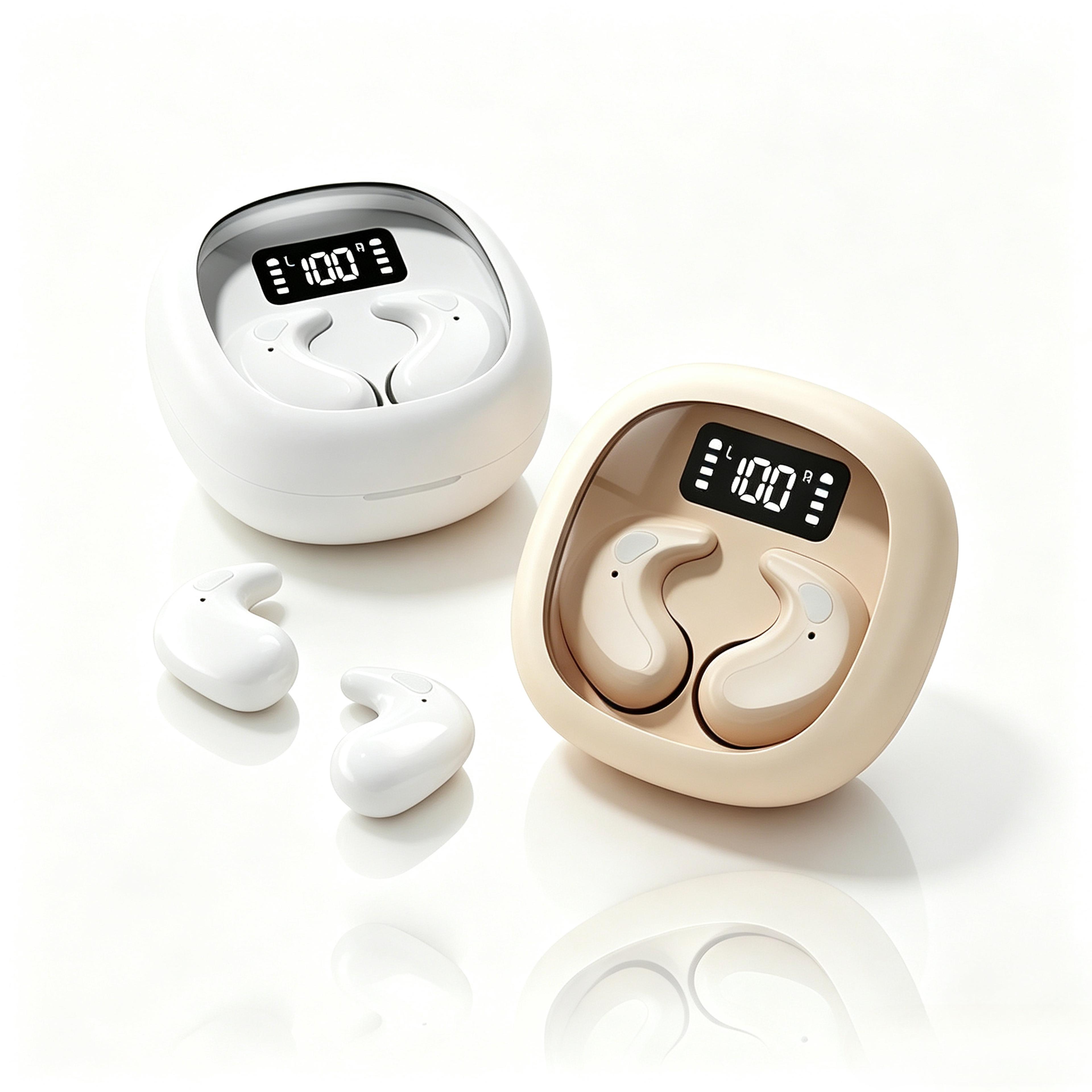 wireless bluetooth earphones with digital display noise cancellation and charging case