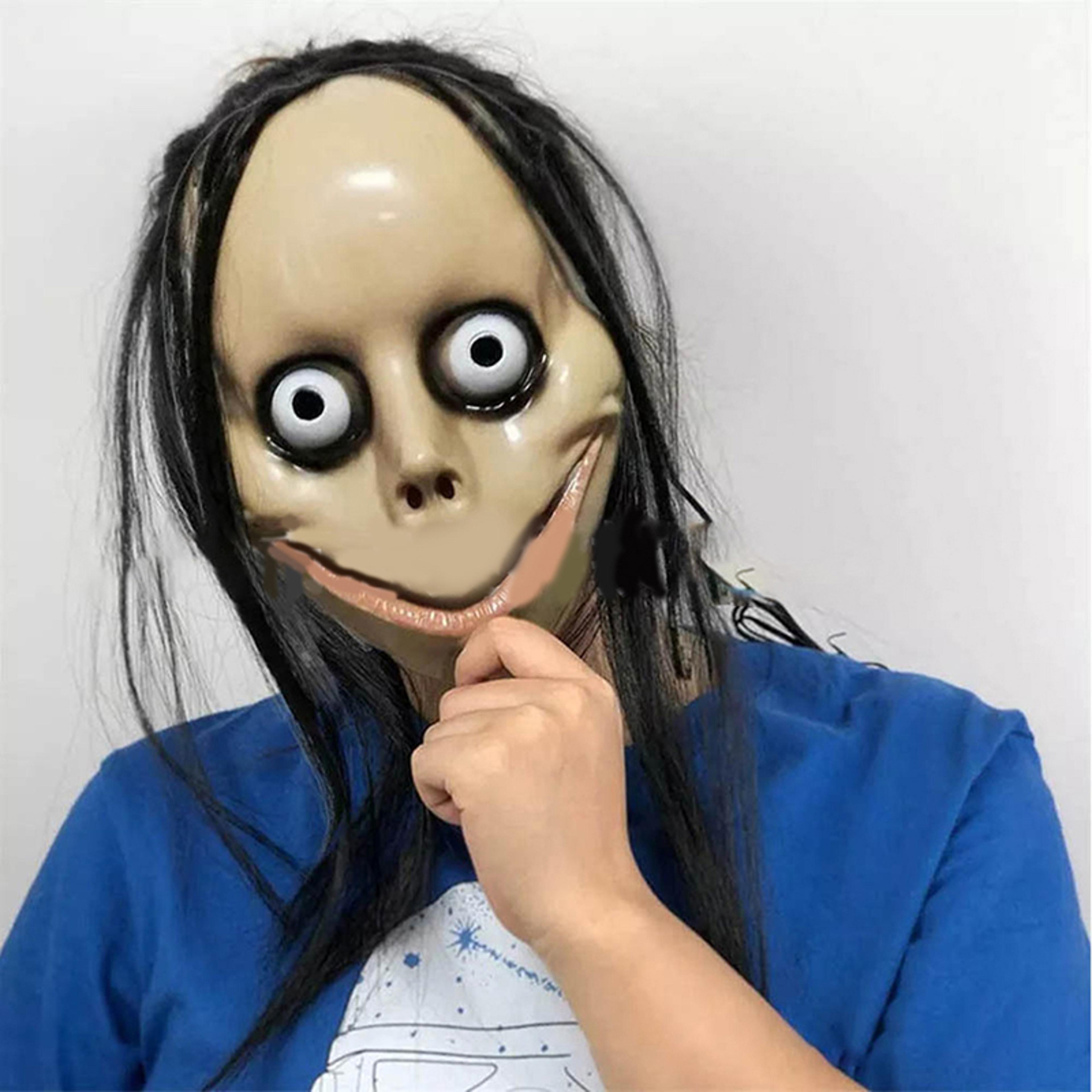 halloween horror mask with long hair female ghost costume mask