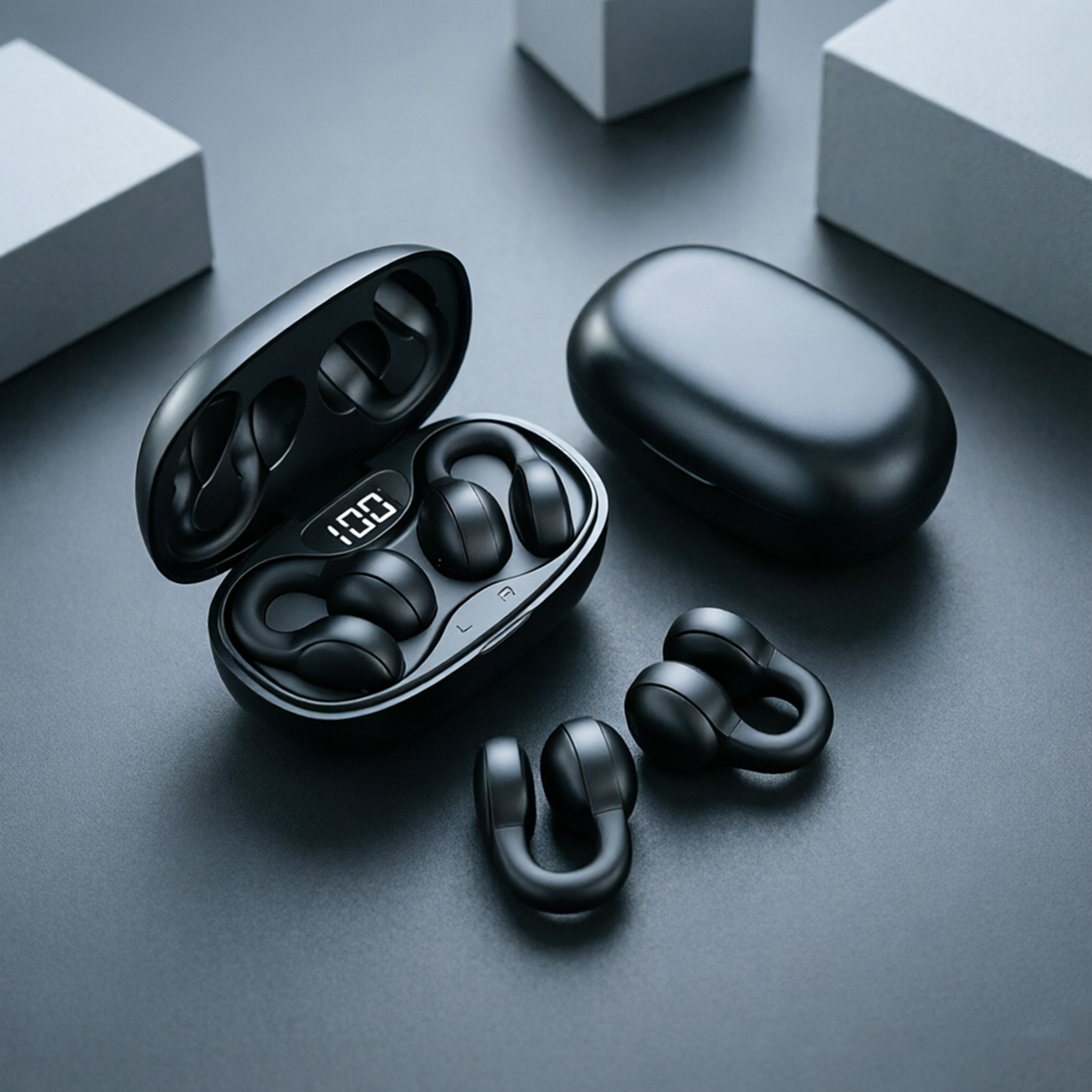 wireless bluetooth earphones with charging case digital display and active noise cancellation