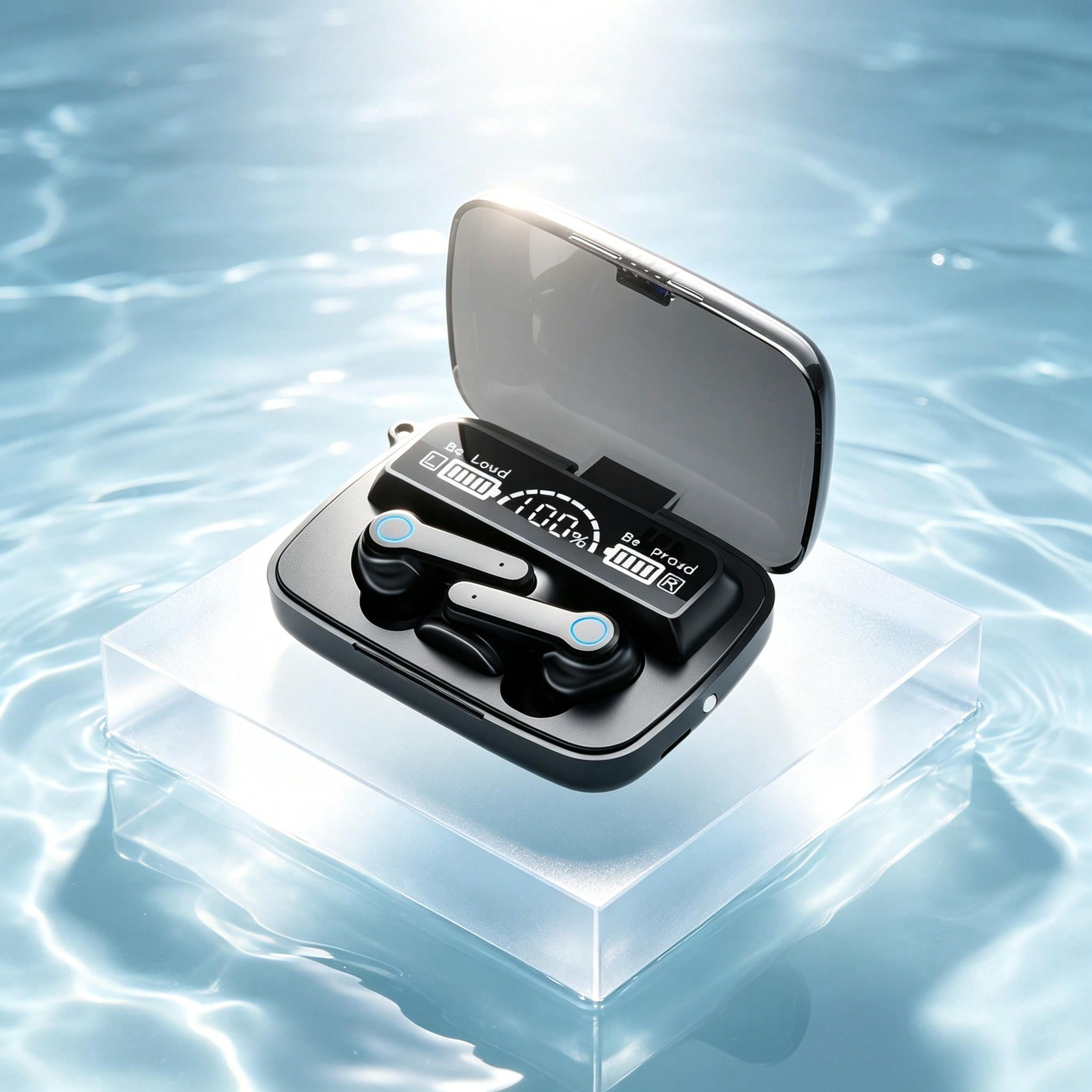 tws wireless earphones with transparent charging case bluetooth and type c charging