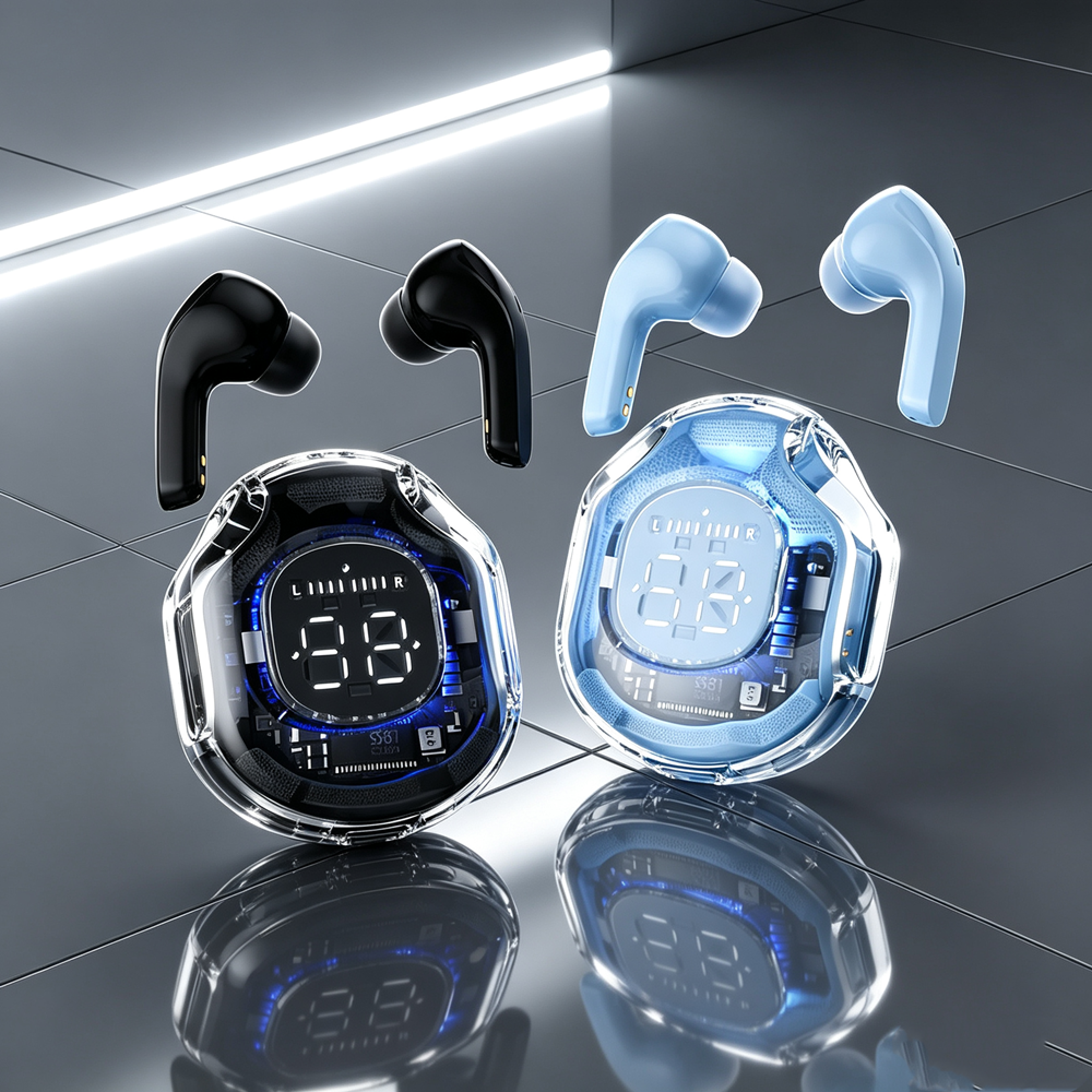 wireless bluetooth earbuds with active noise cancellation transparency mode and charging case