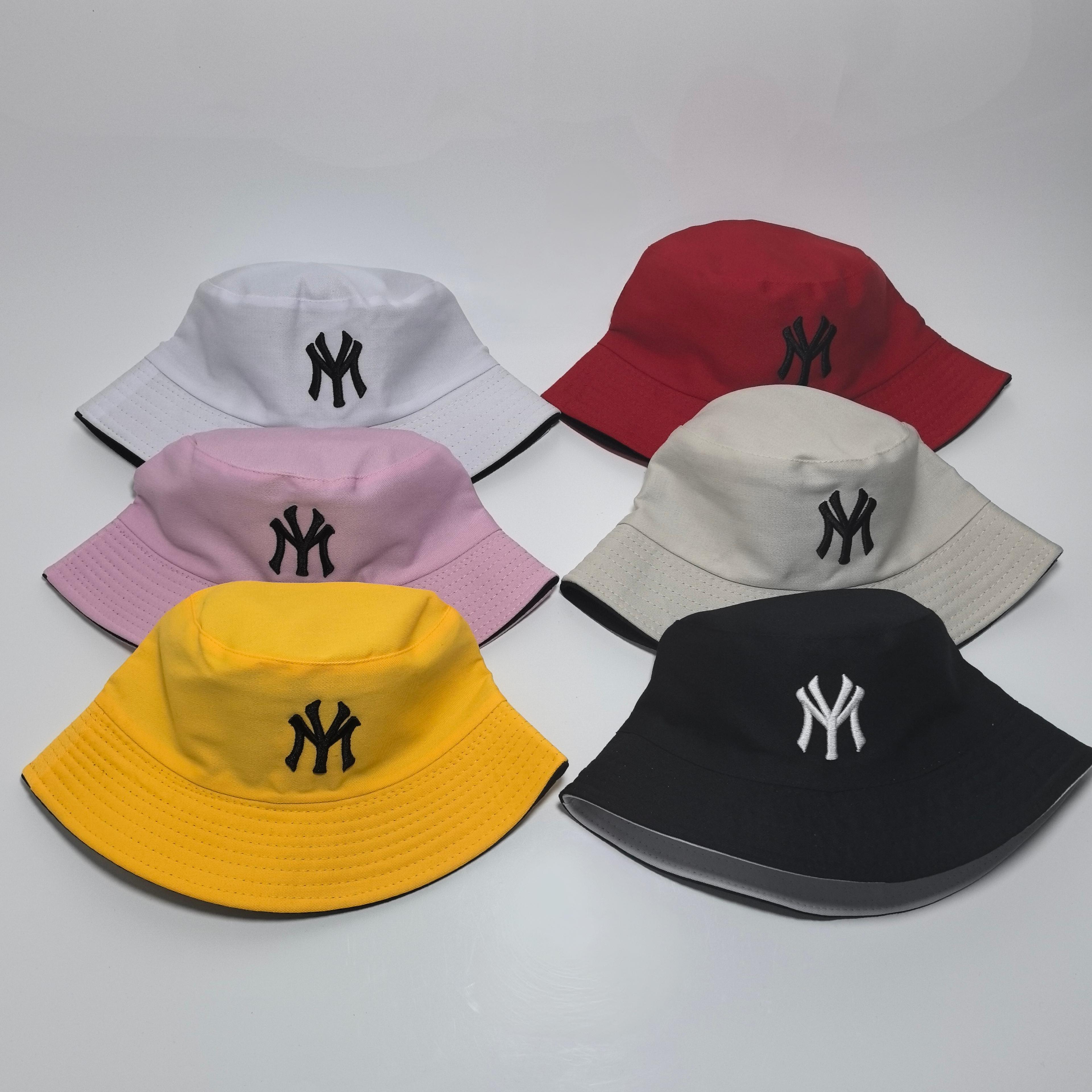 unisex two-sided bucket hat reversible embroidery casual sunscreen outdoor cap