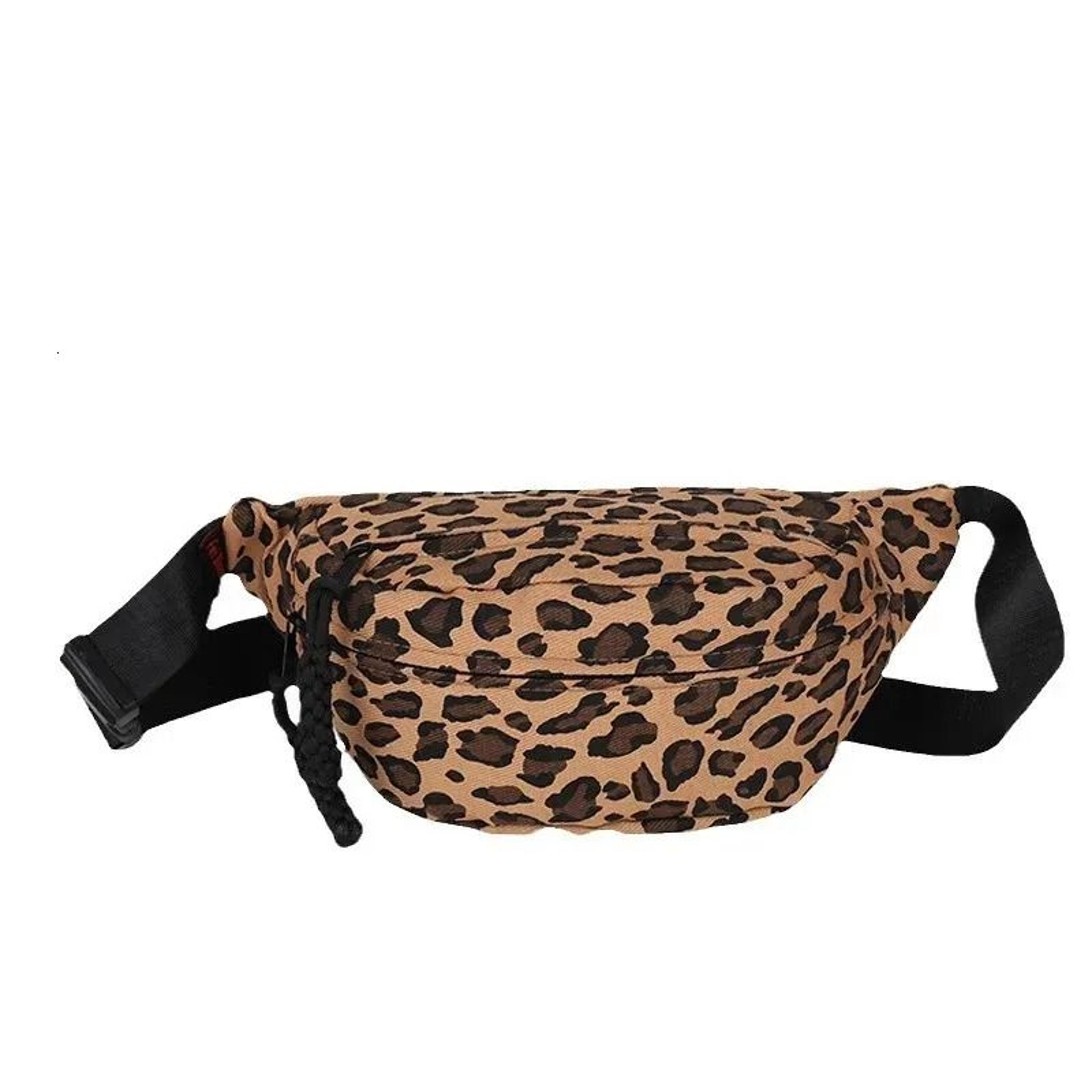 vintage leopard print fanny pack for women with adjustable strap