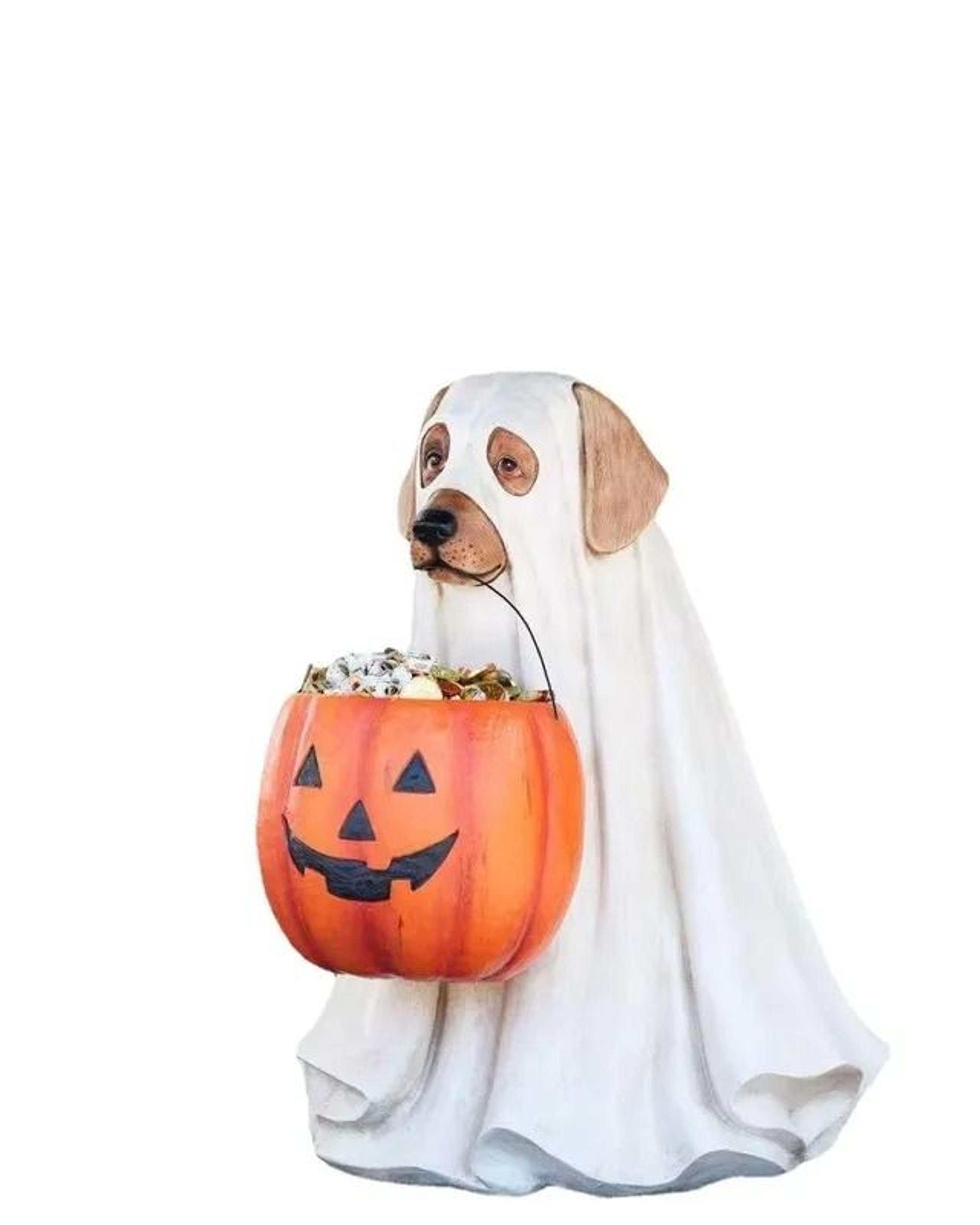 halloween puppy pumpkin figurine cute inch dog statue for festive decor