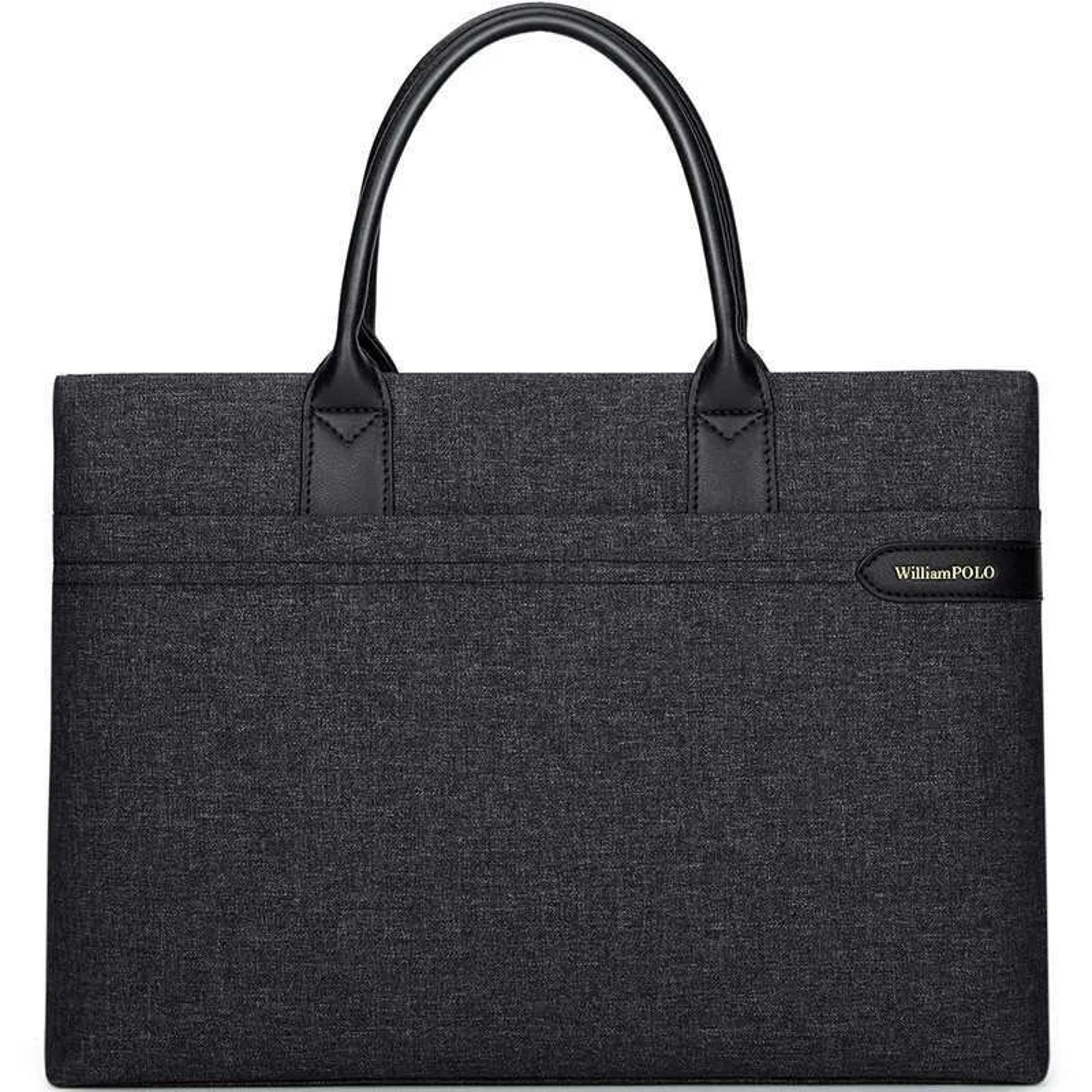mens mini pu briefcase tote bag with zipper closure and cell phone pocket