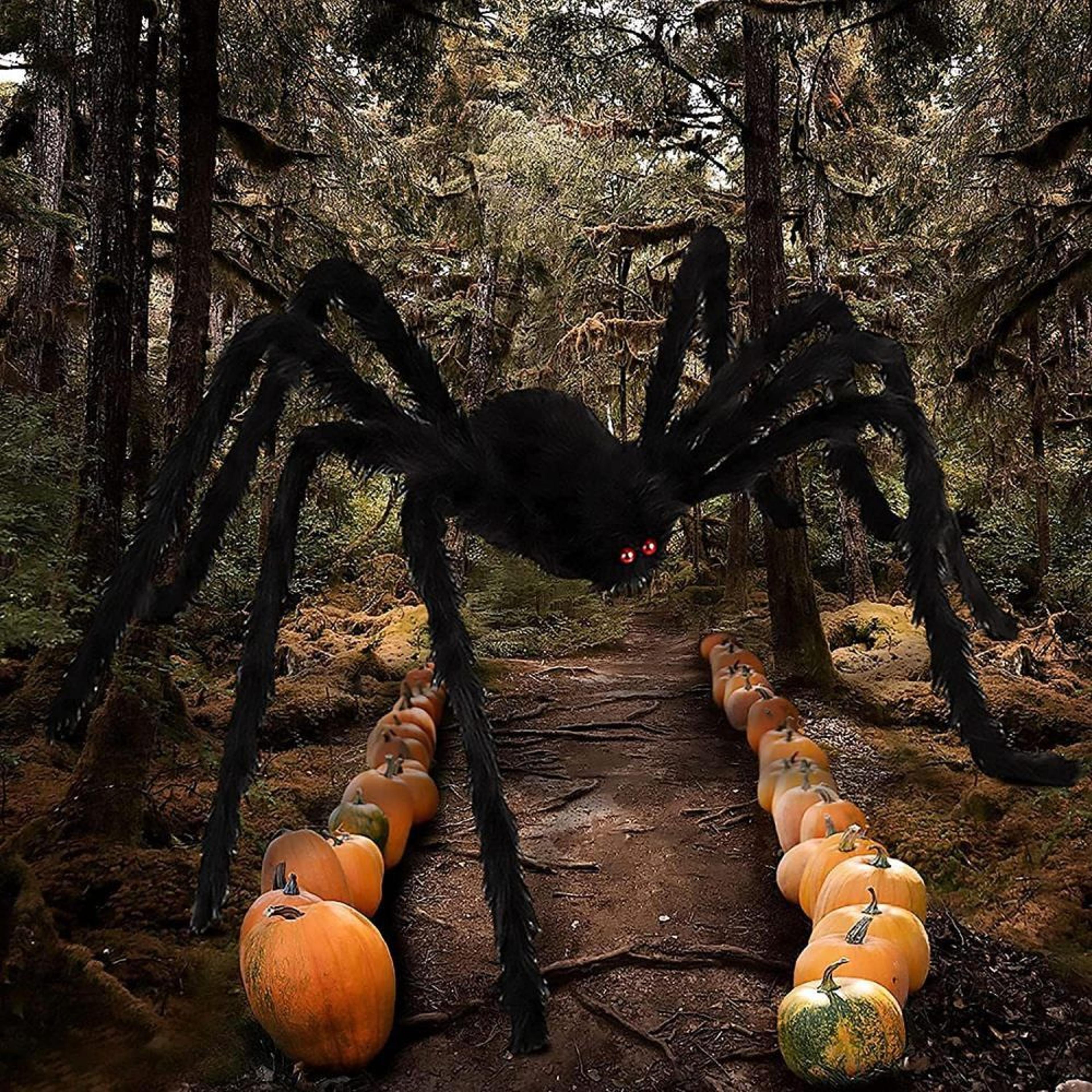Giant Halloween Spider Decorations With Bendable Legs And Red Eyes 6