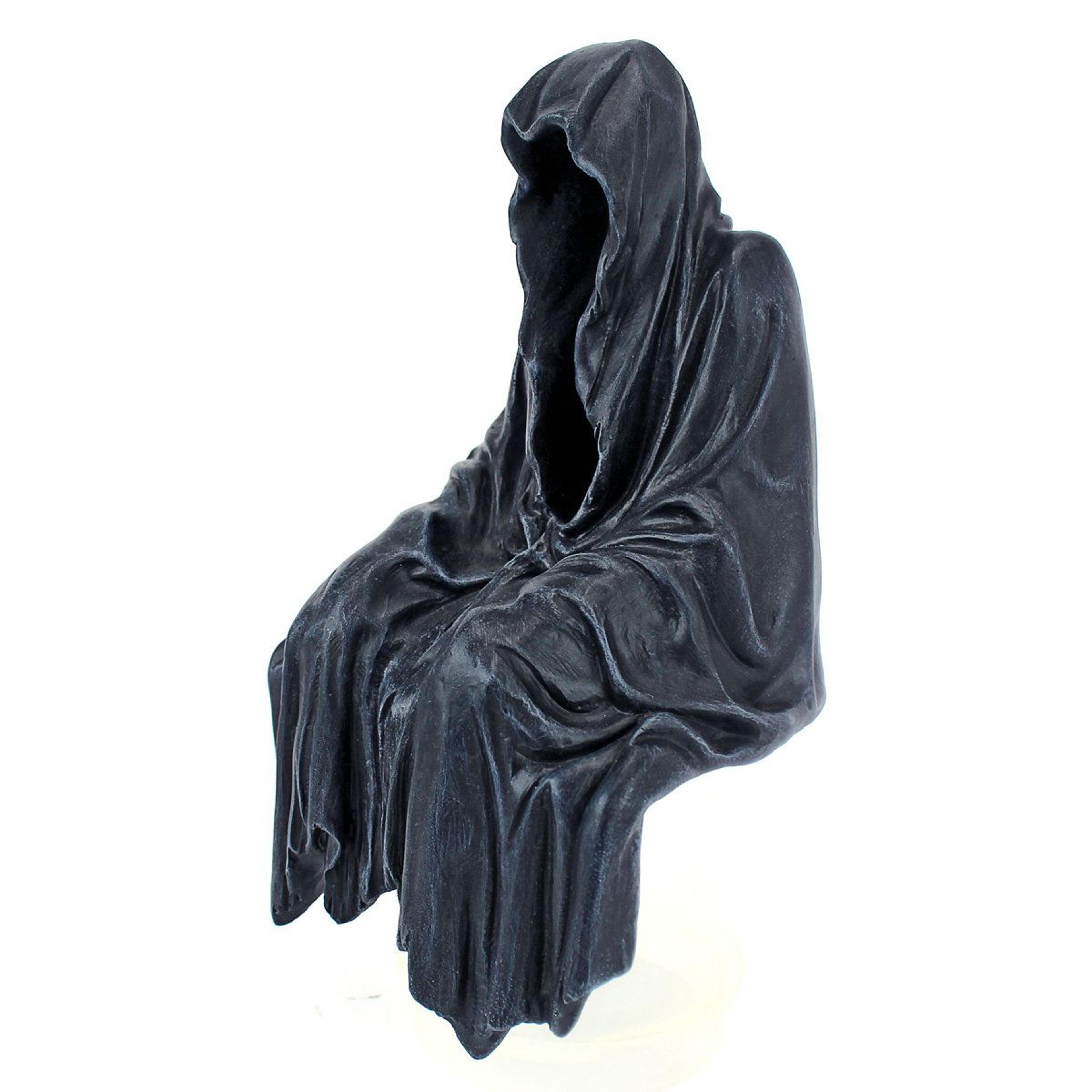 grim reaper sitting figurine gothic black resin halloween statue