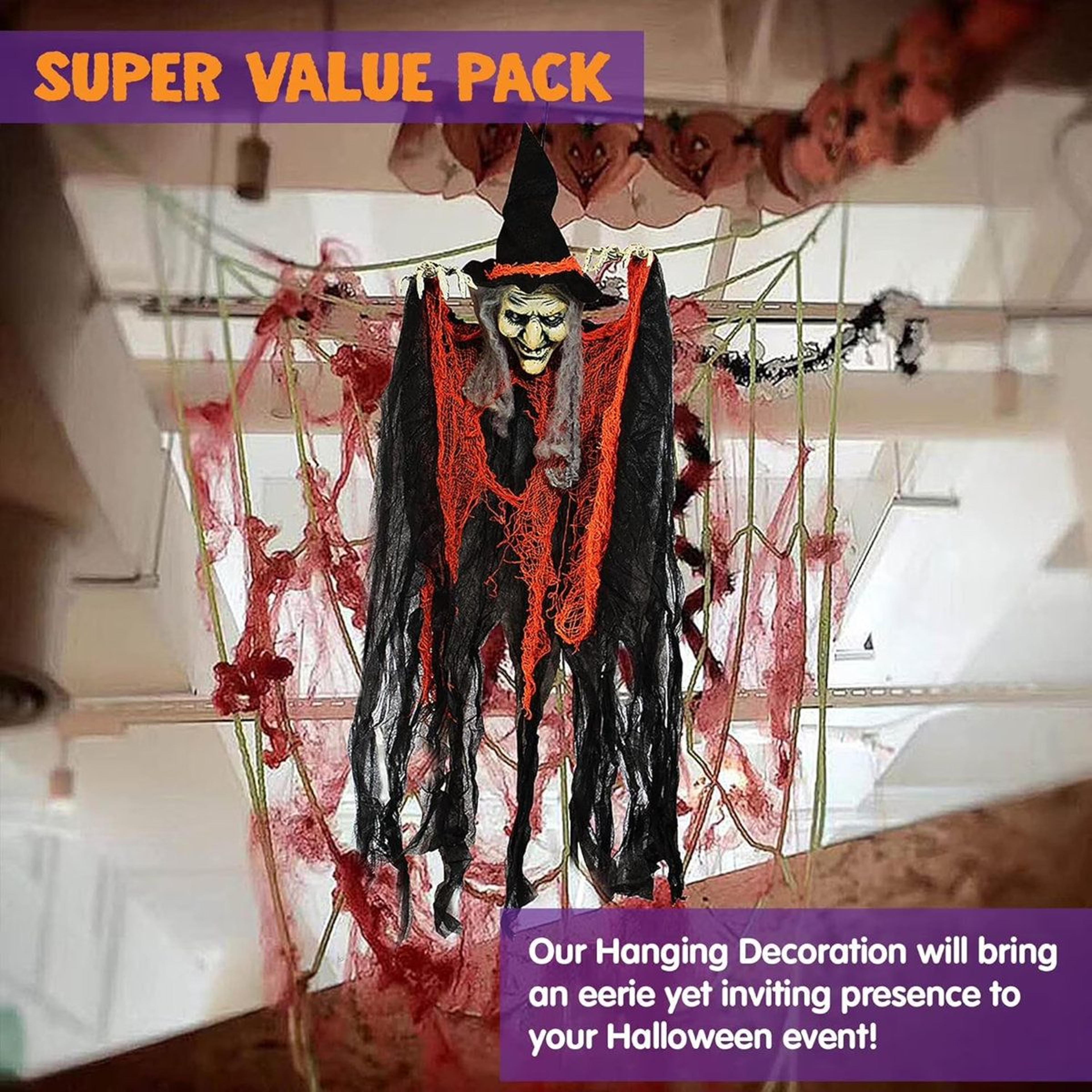 Hanging Halloween Decorations With Witch Grim Reaper And Pumpkin Scarecrow 1