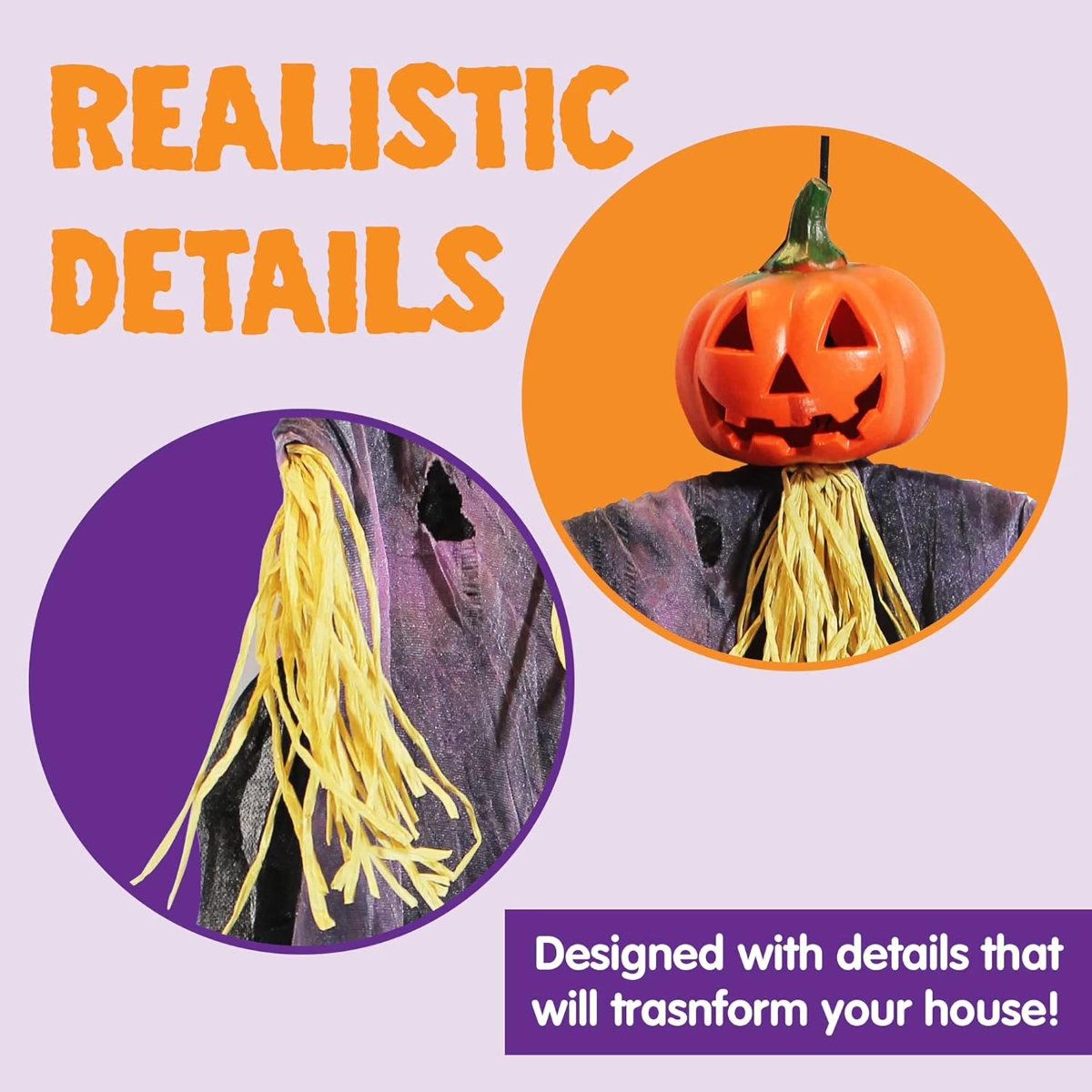 Hanging Halloween Decorations With Witch Grim Reaper And Pumpkin Scarecrow 2