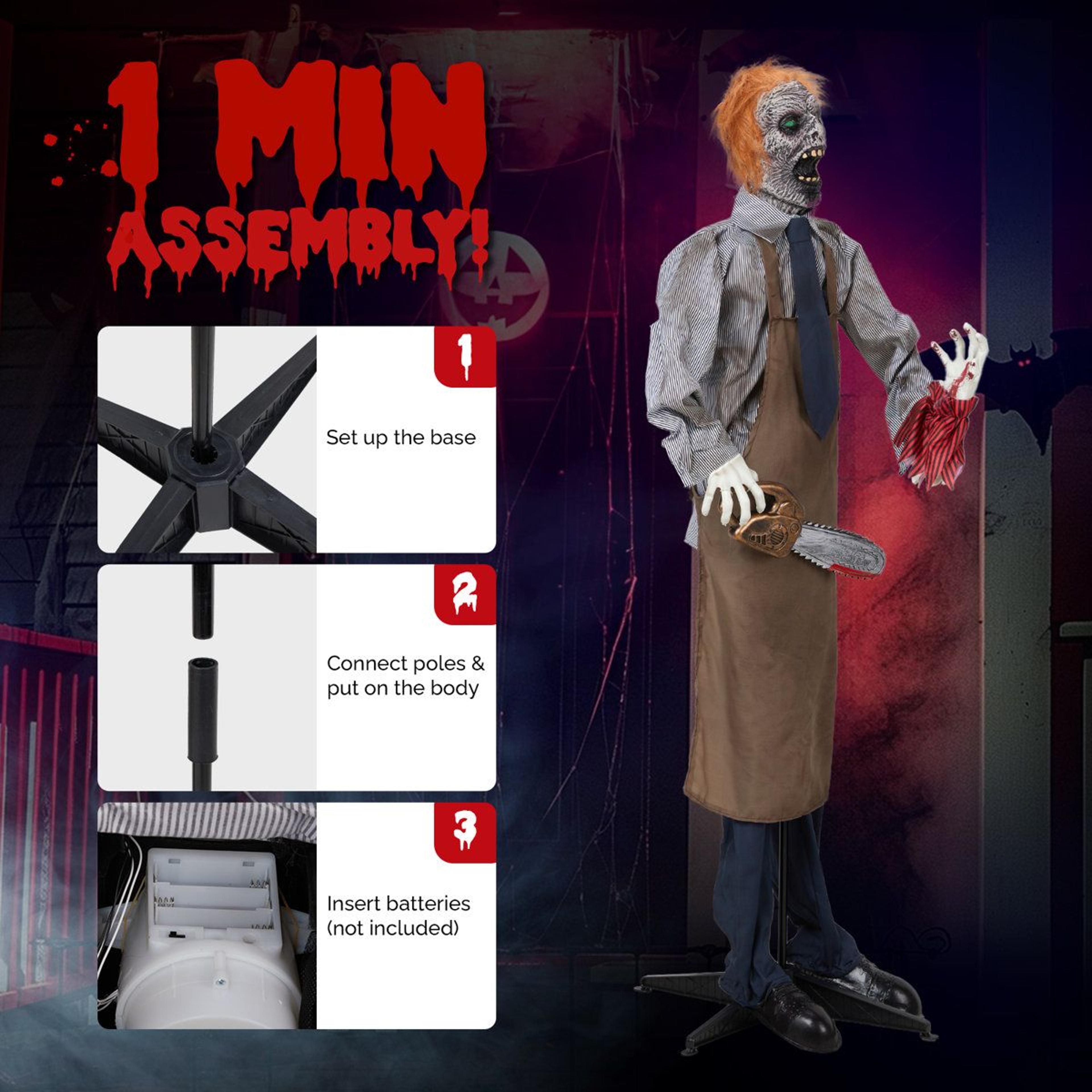 halloween life size animatronic standing prop with glowing red eye