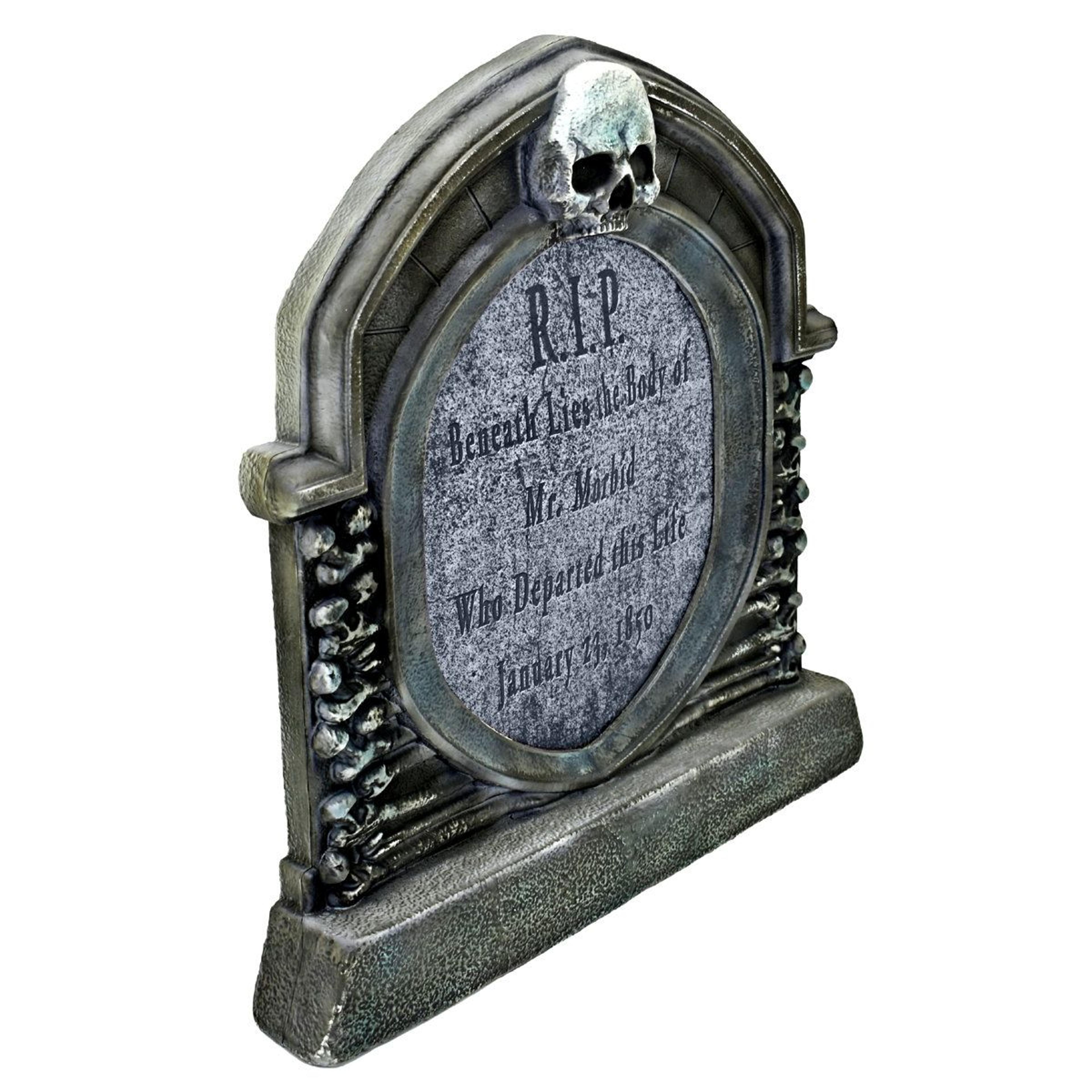 halloween skull tombstone animatronic with motion activation and led lights