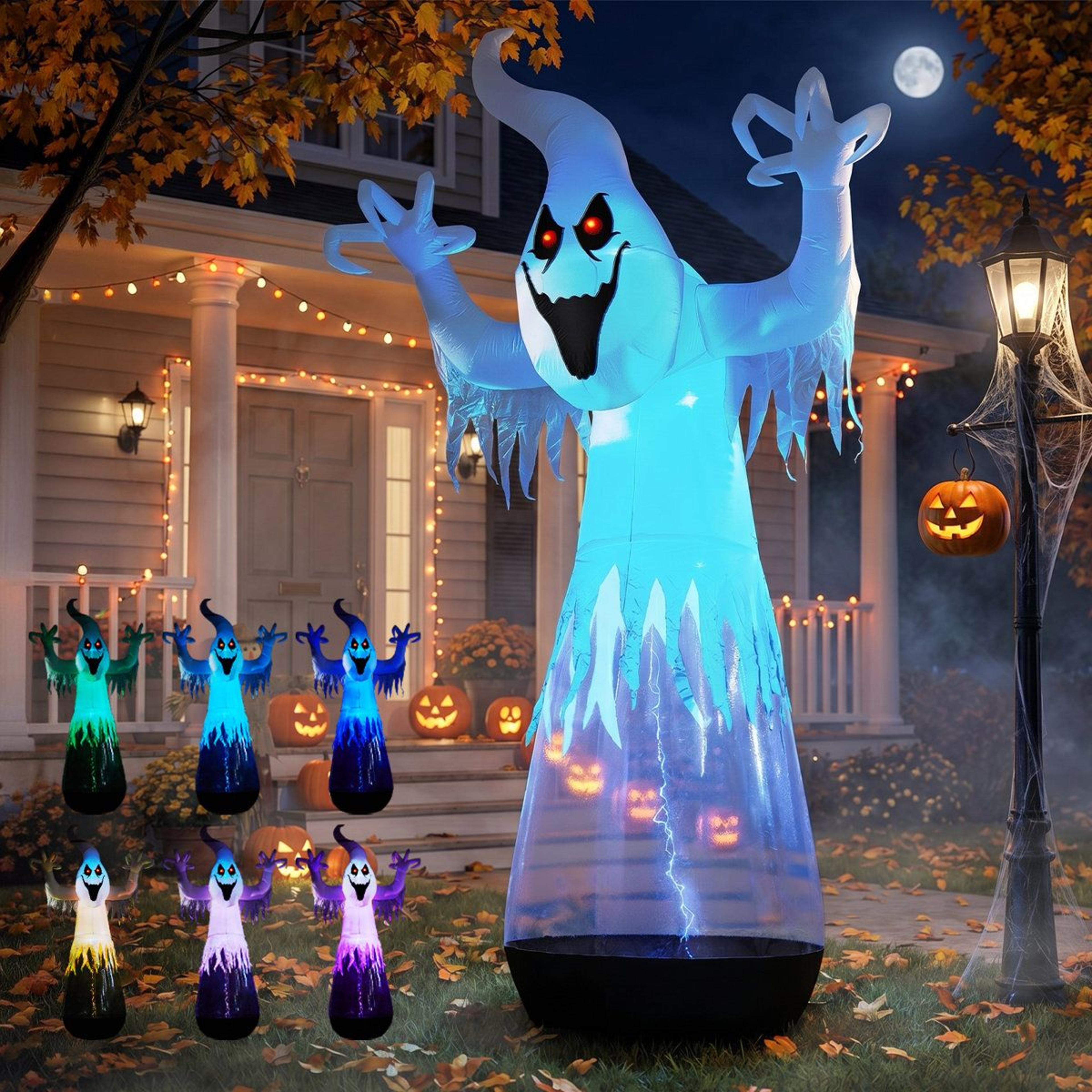 halloween inflatable ghost with led lights and built in blower