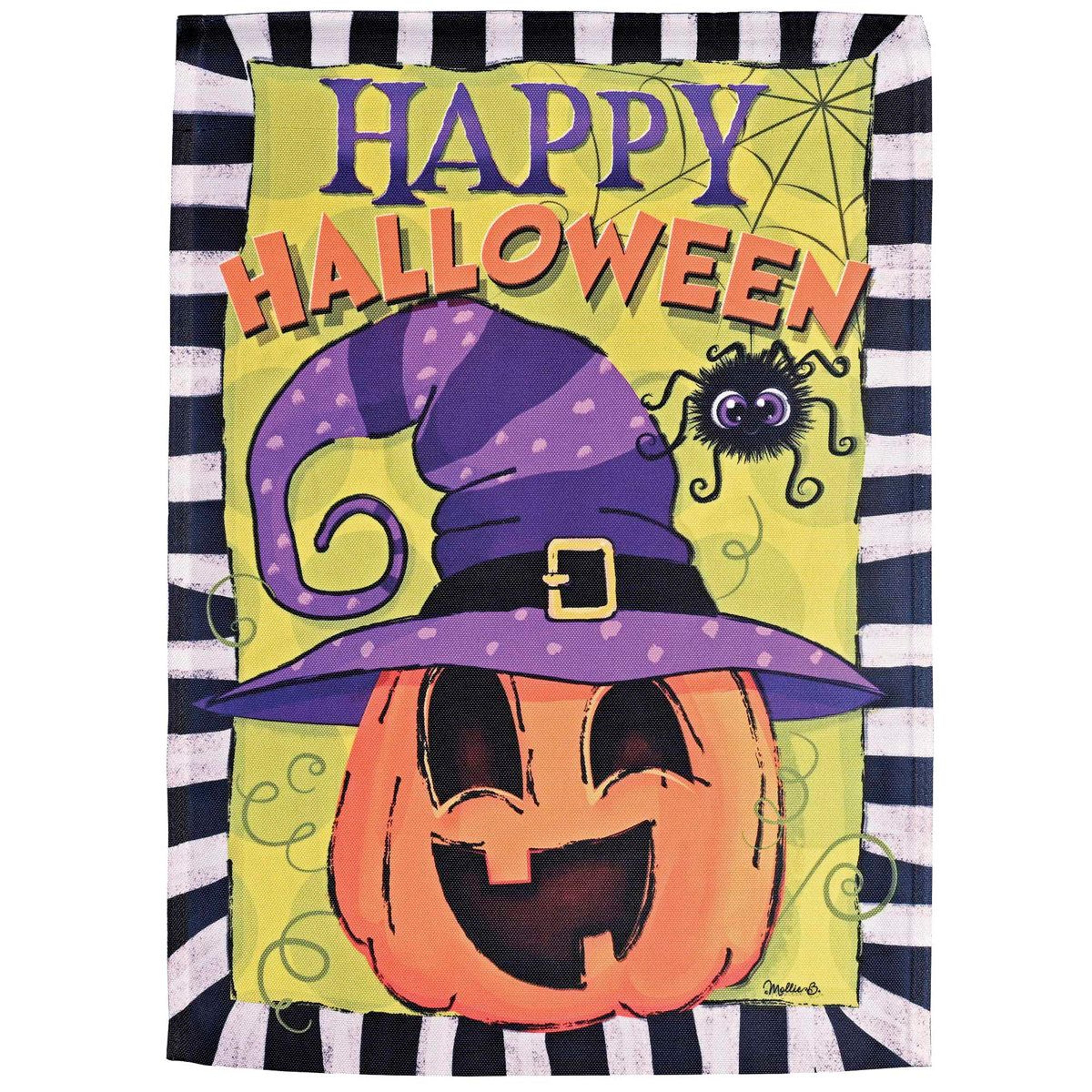 halloween jack o lantern garden flag reversible weather resistant polyester