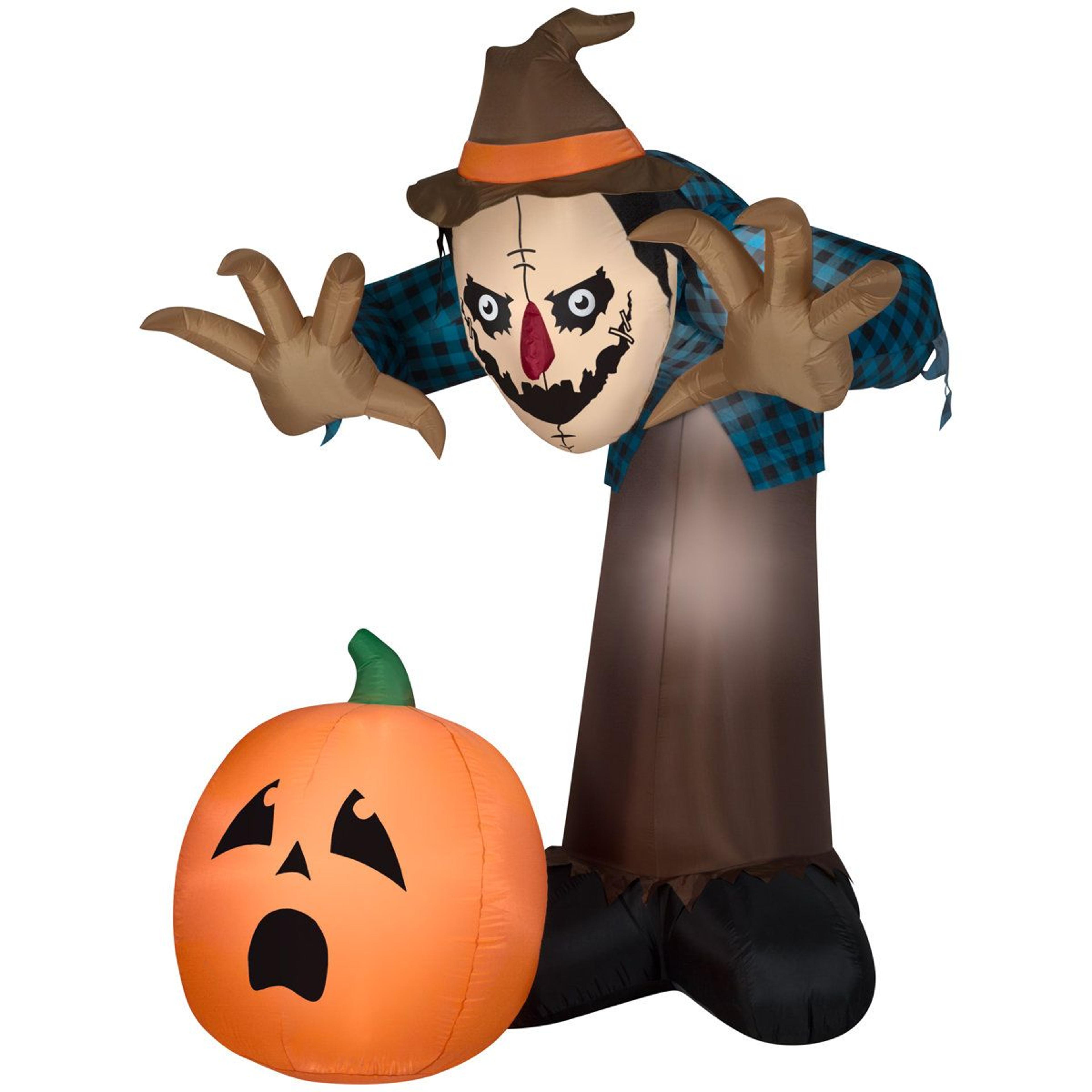 animated inflatable halloween scarecrow with pumpkin and led lights