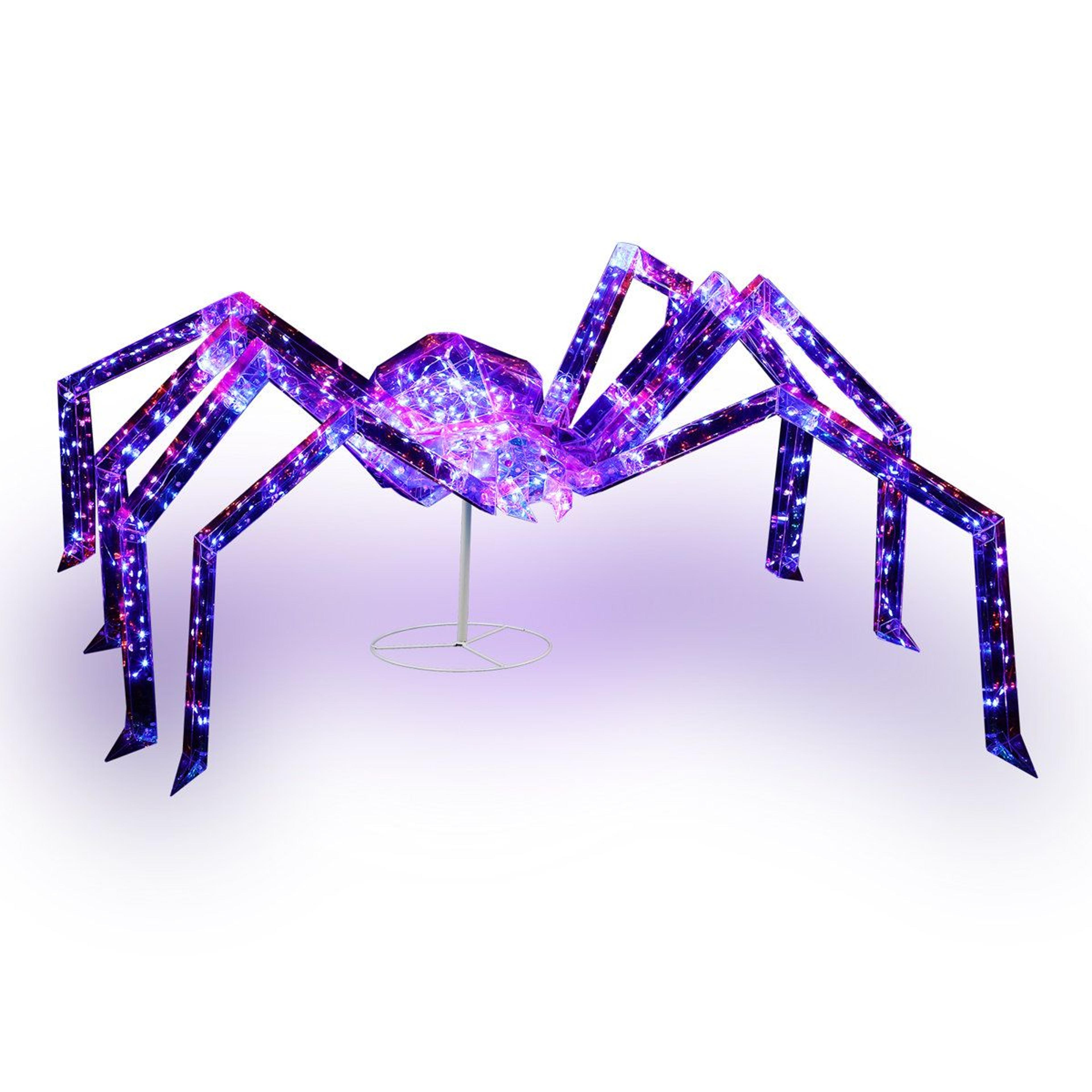 lighted halloween spider decoration with purple led lights