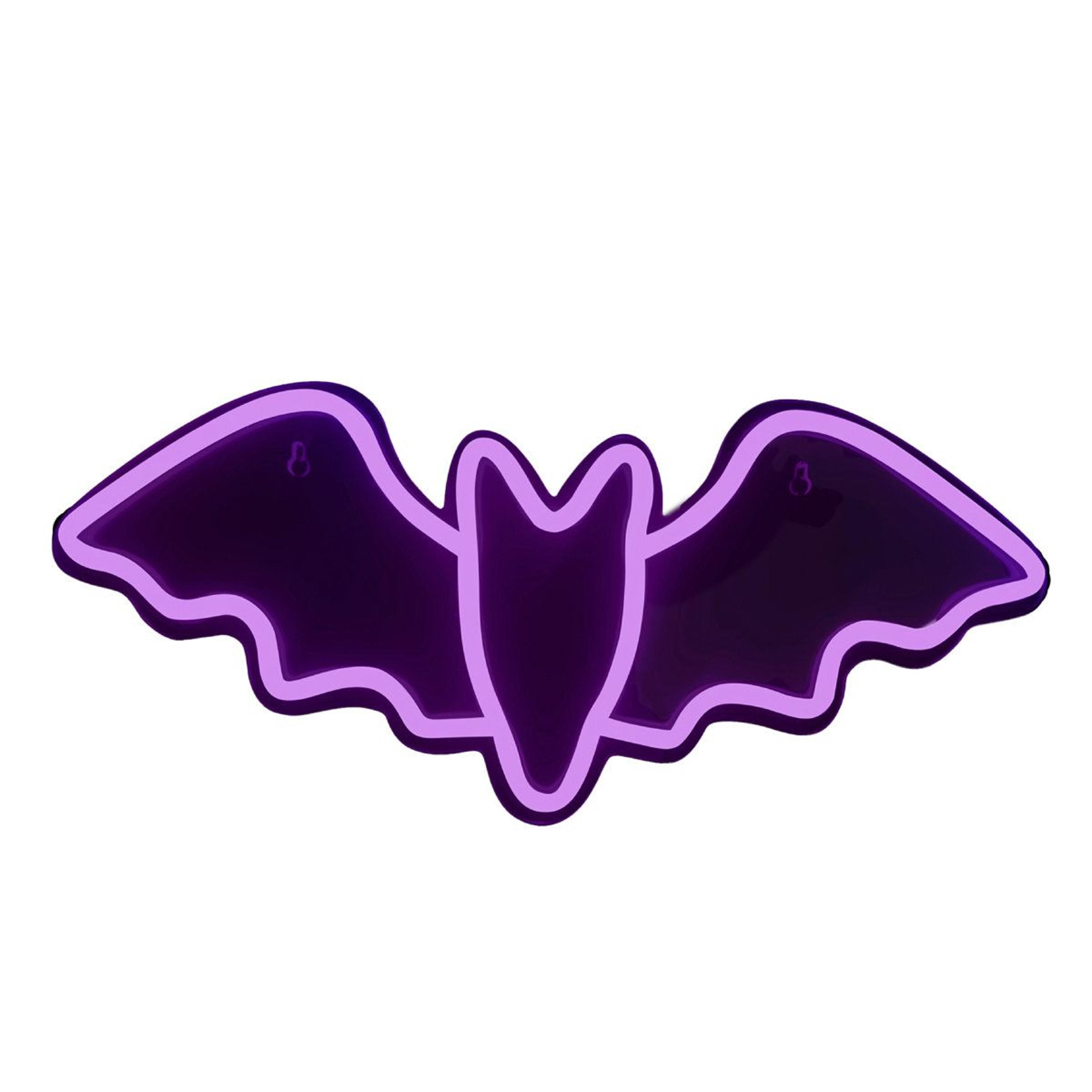 purple neon led bat halloween wall decoration plug in light