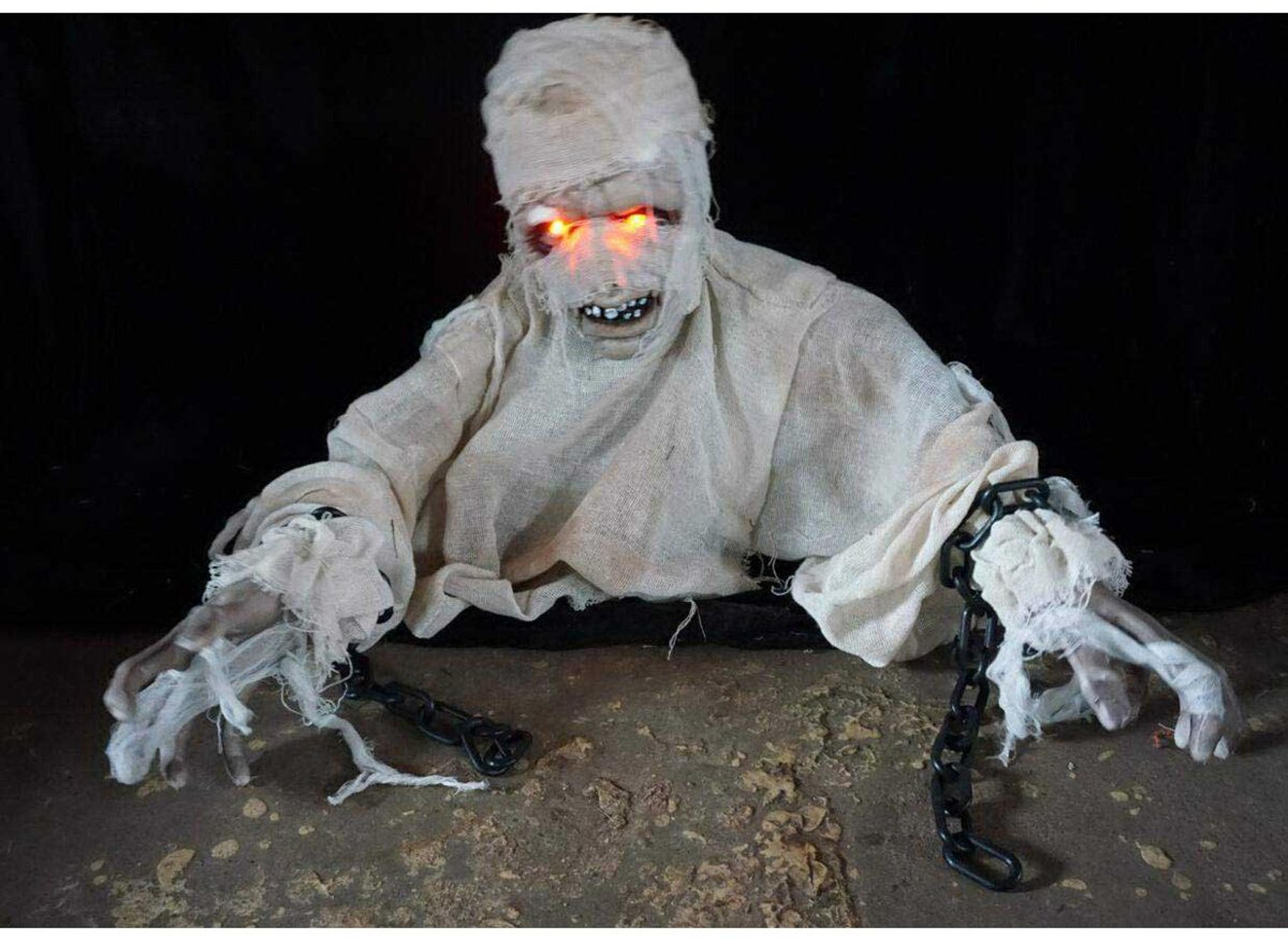 animated halloween groundbreaker mummy with flashing eyes and sound activation