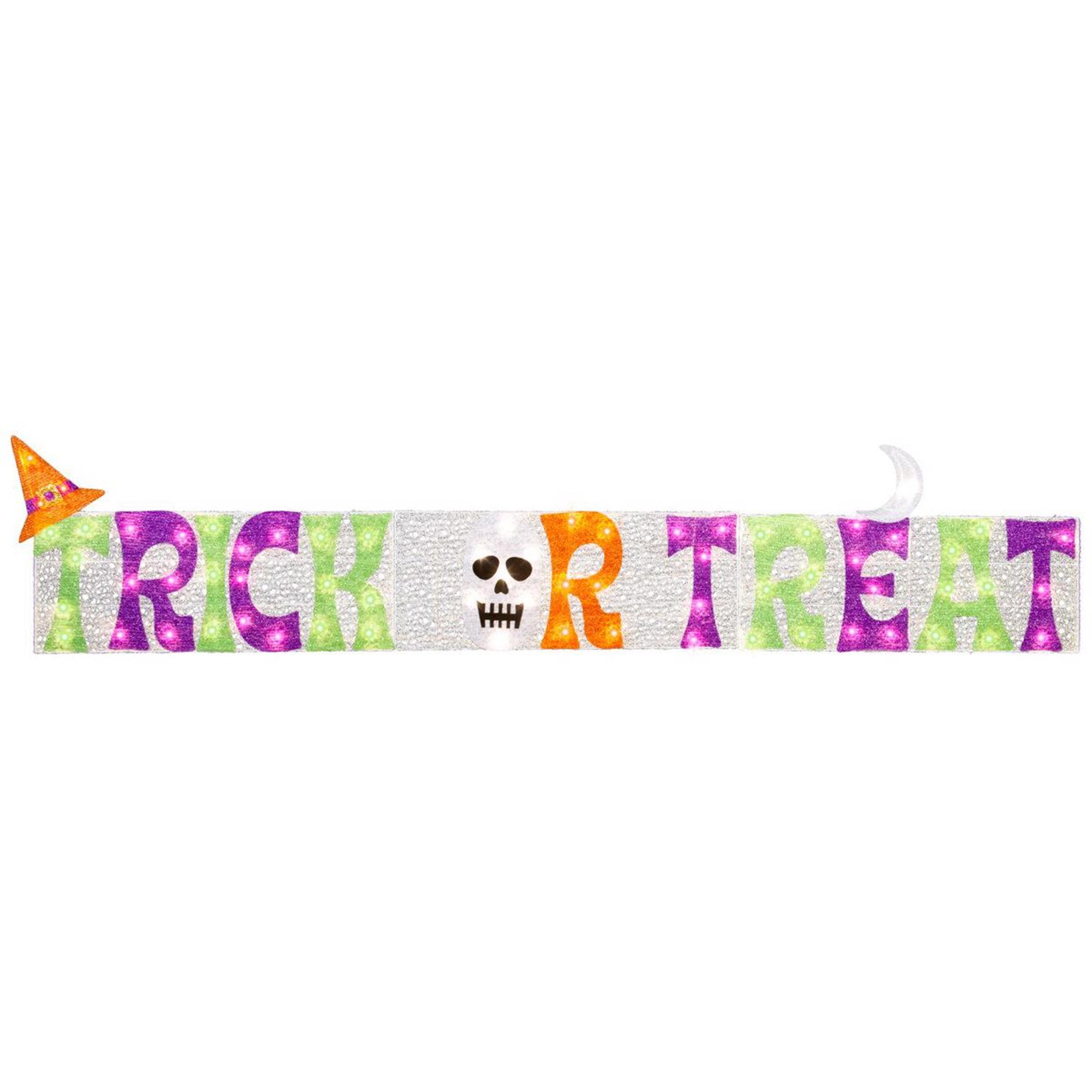 led trick or treat halloween yard sign with mini lights inch outdoor decoration