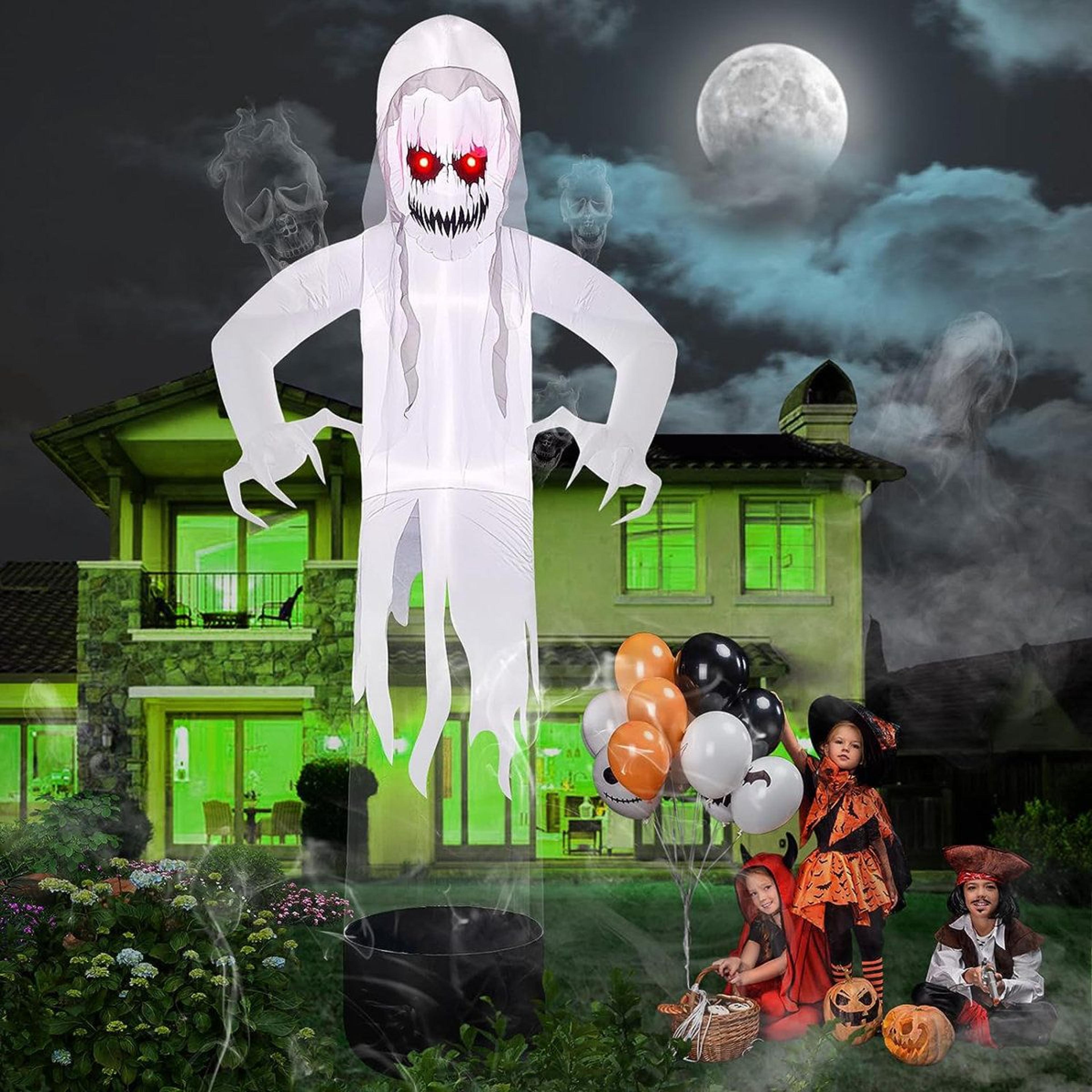 halloween inflatable ghost decoration with led lights for outdoor yard display