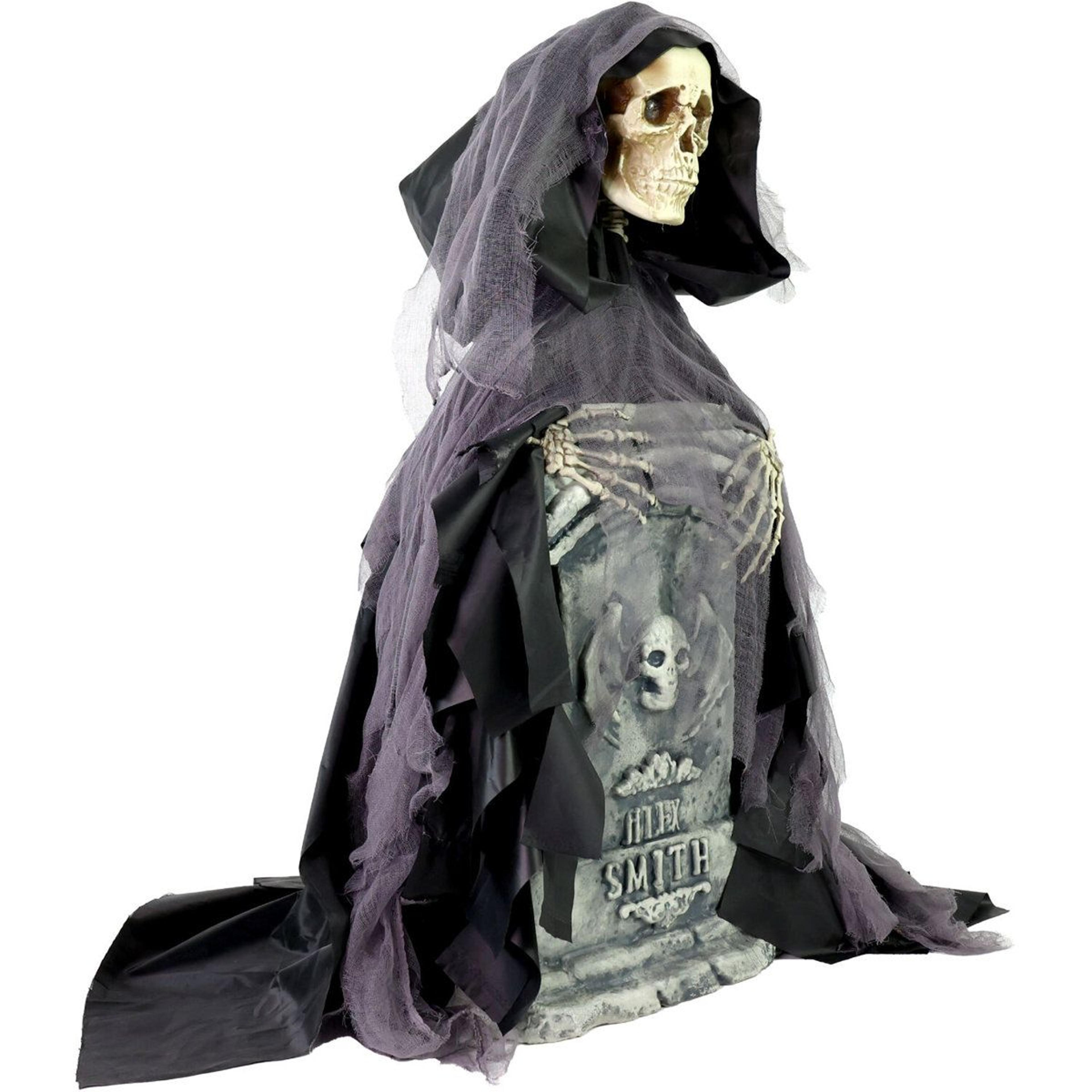 touch activated rising reaper with tombstone halloween decoration