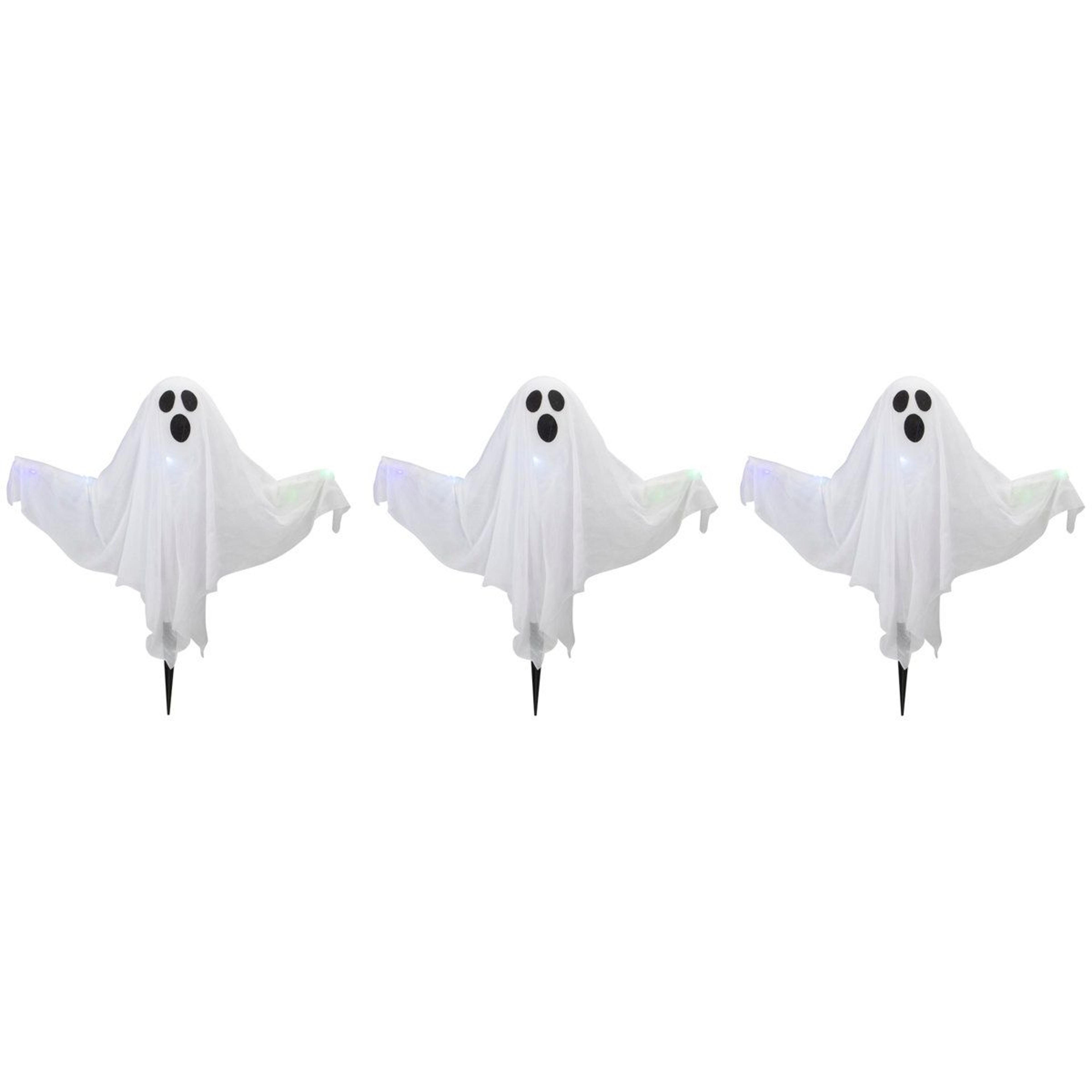 Lighted White Ghost Halloween Lawn Stakes 2